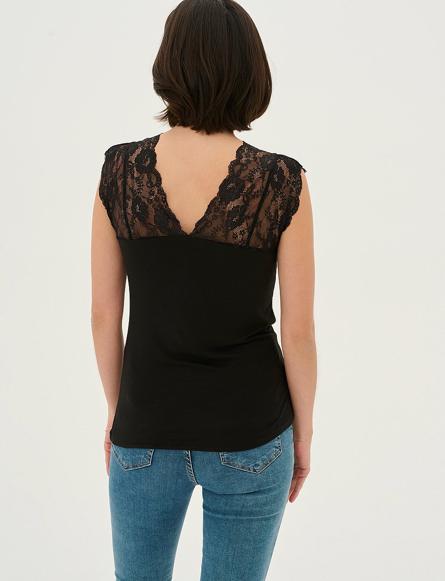 Culture - CUpoppy Lace Top - varrukateta topid - black - 4