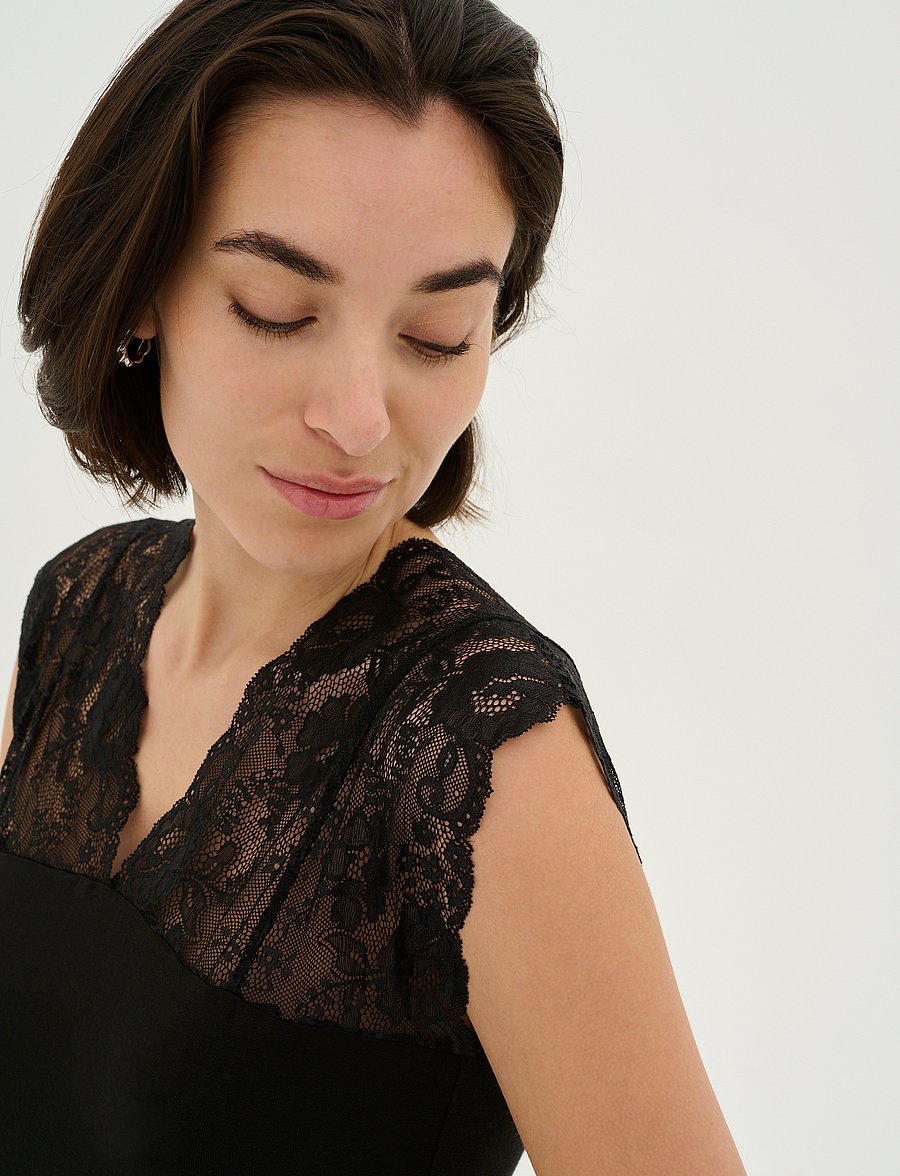 Culture - CUpoppy Lace Top - varrukateta topid - black - 5