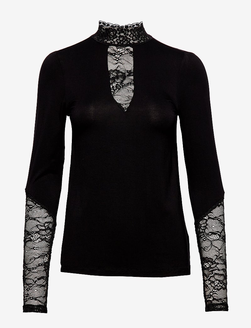 Culture - CUpoppy Lace Blouse - långärmade toppar - black - 1