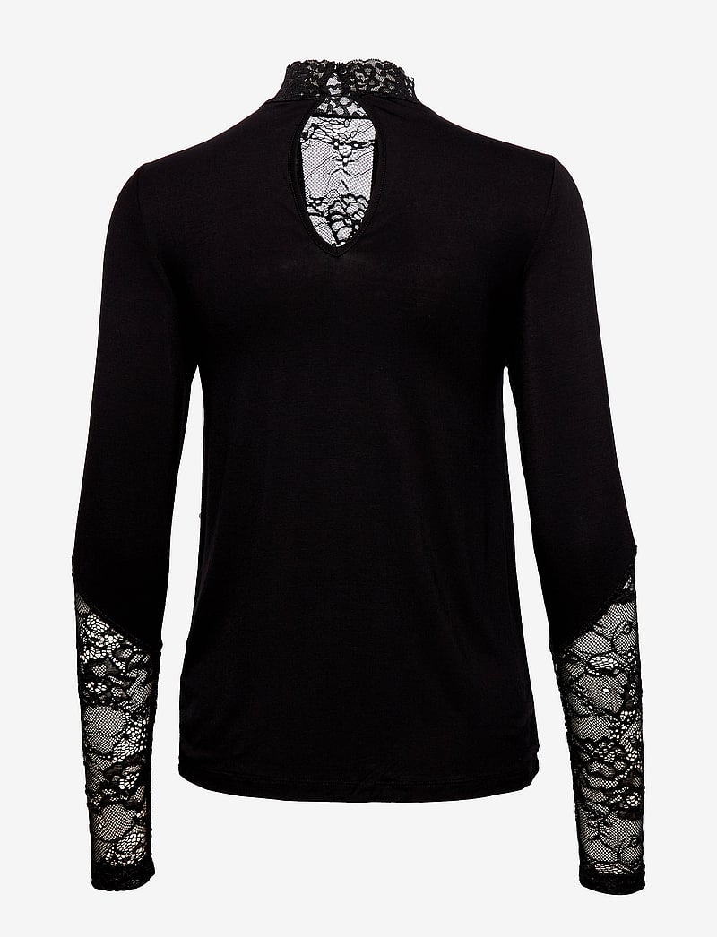 Culture - CUpoppy Lace Blouse - långärmade toppar - black - 2
