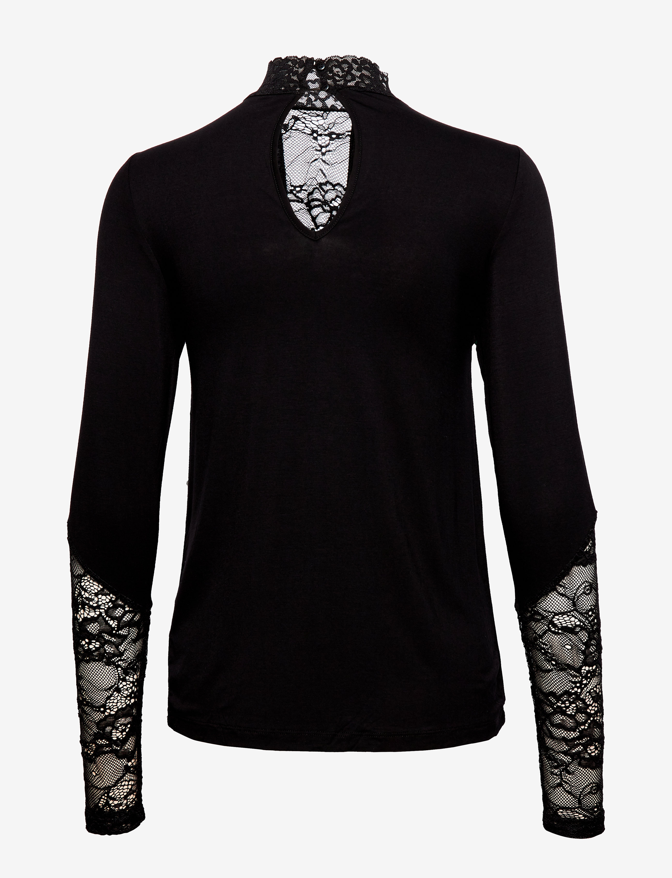 Culture - CUpoppy Lace Blouse - langærmede toppe - black - 2