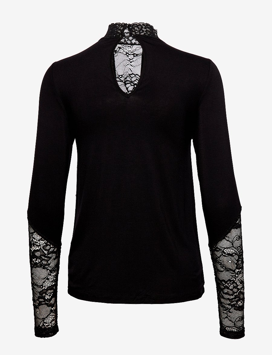 Culture - CUpoppy Lace Blouse - langærmede toppe - black - 2