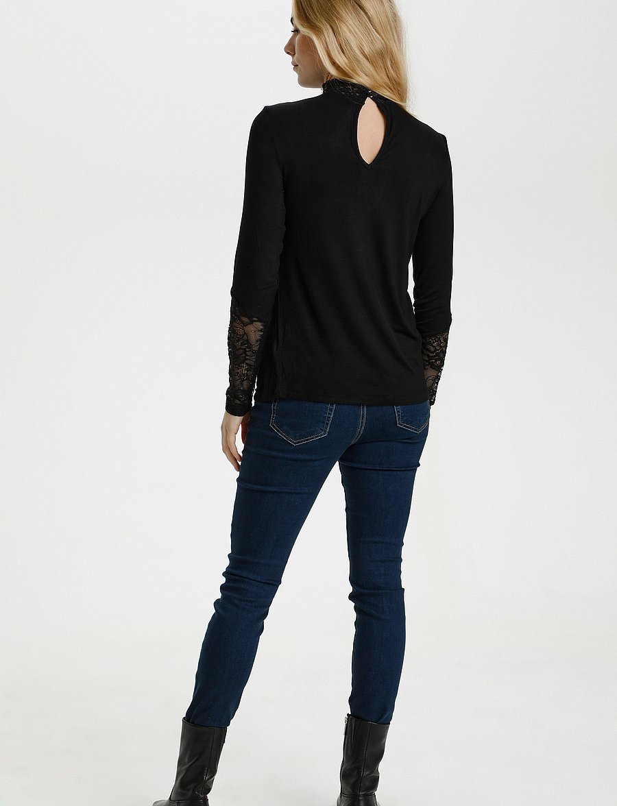 Culture - CUpoppy Lace Blouse - langærmede toppe - black - 4