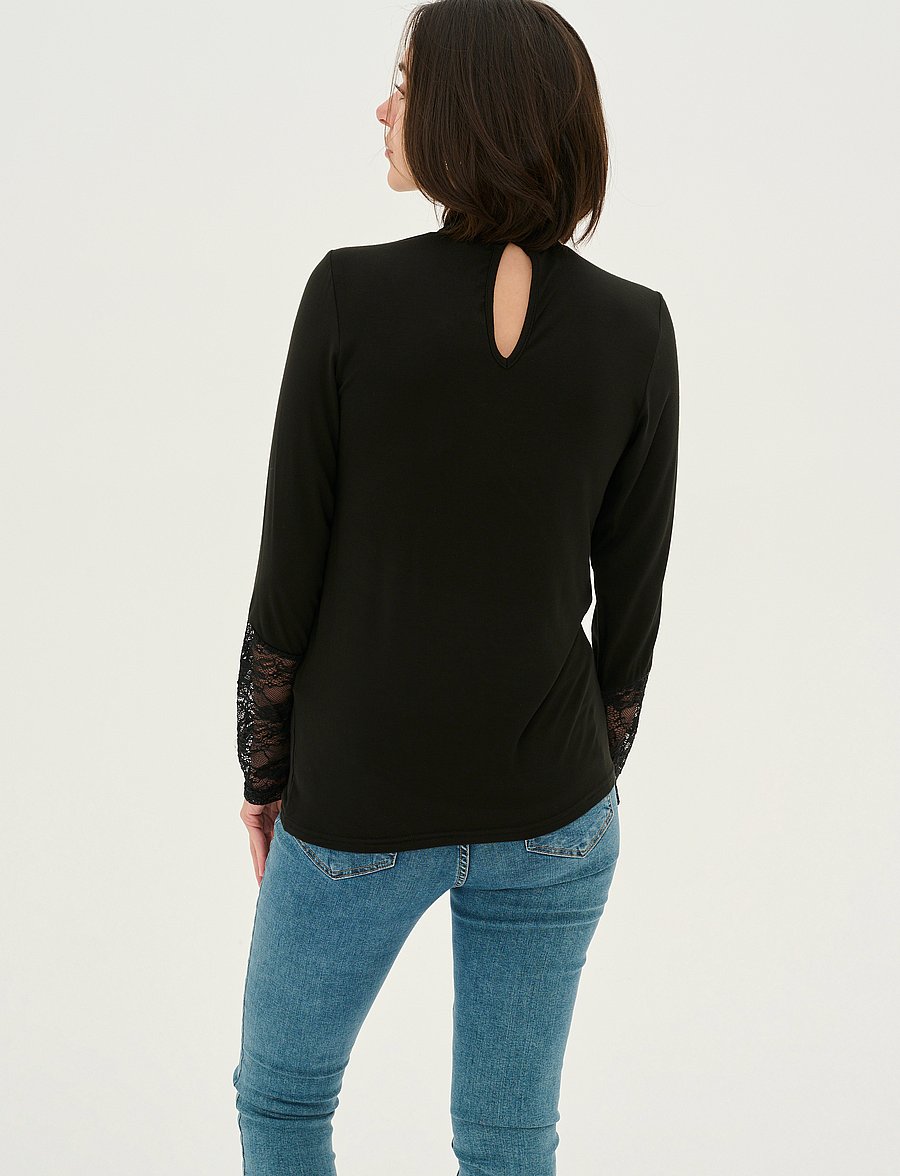 Culture - CUpoppy Lace Blouse - langærmede toppe - black - 5