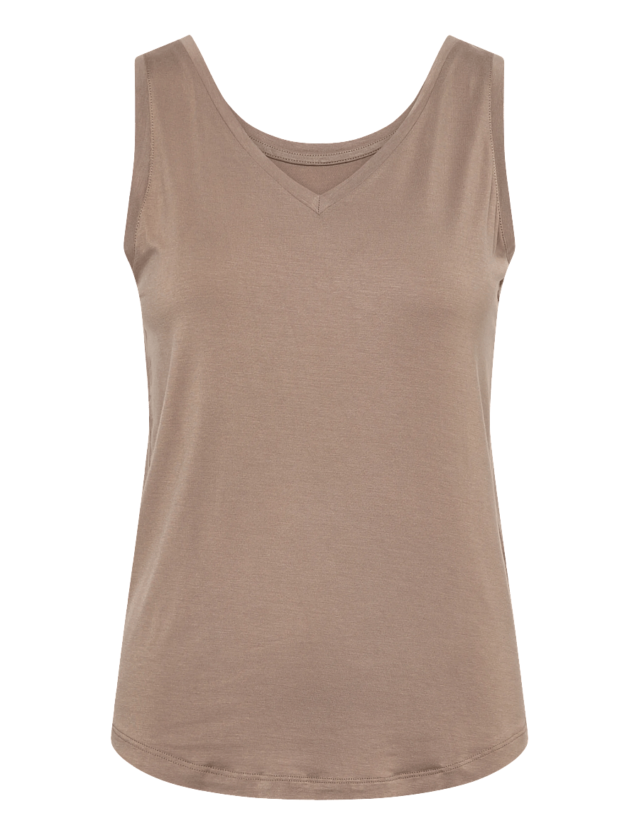 Culture - CUpoppy VO-neck Tank Top. - sleeveless tops - timber wolf - 1
