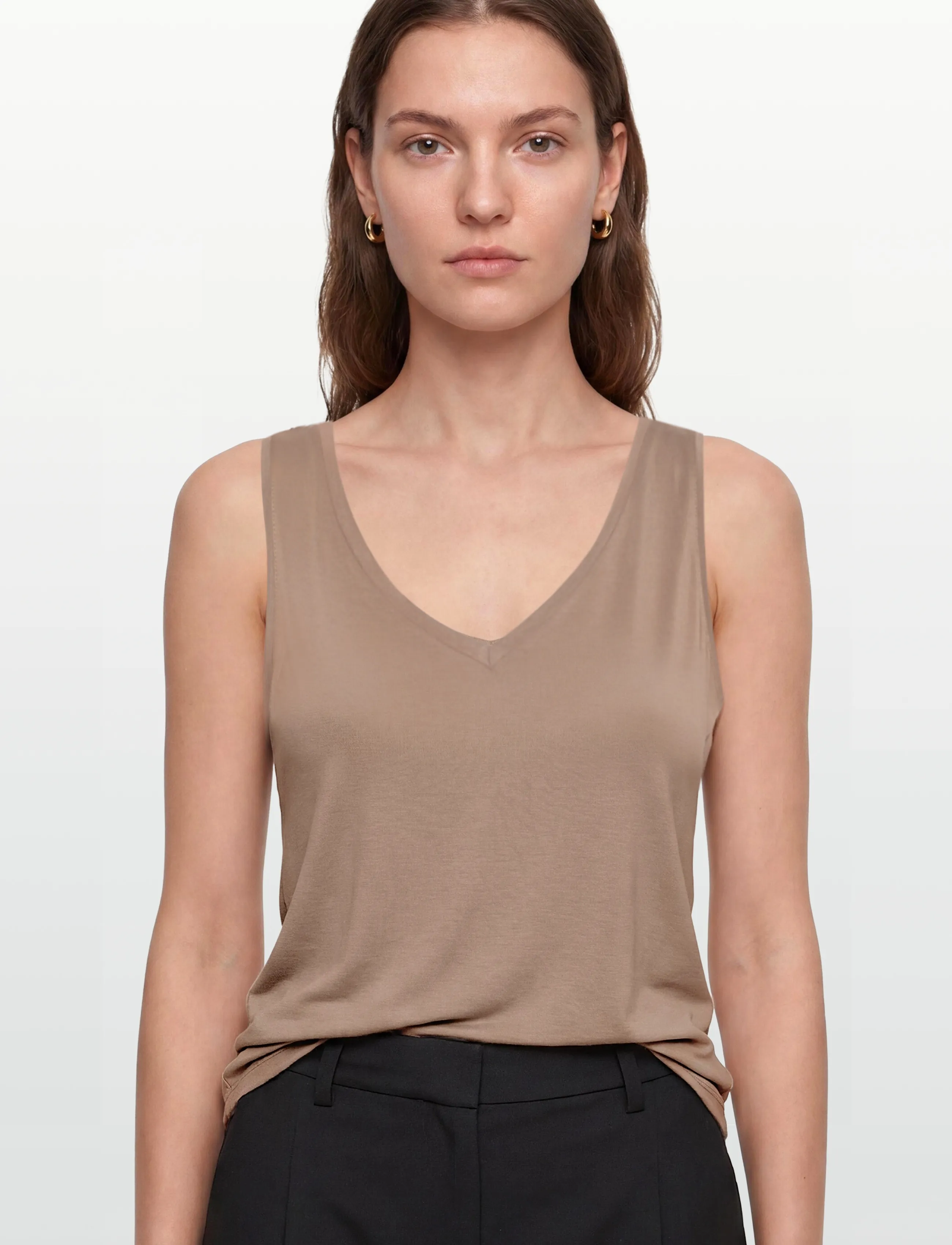 Culture - CUpoppy VO-neck Tank Top. - Ärmellose tops - timber wolf - 3