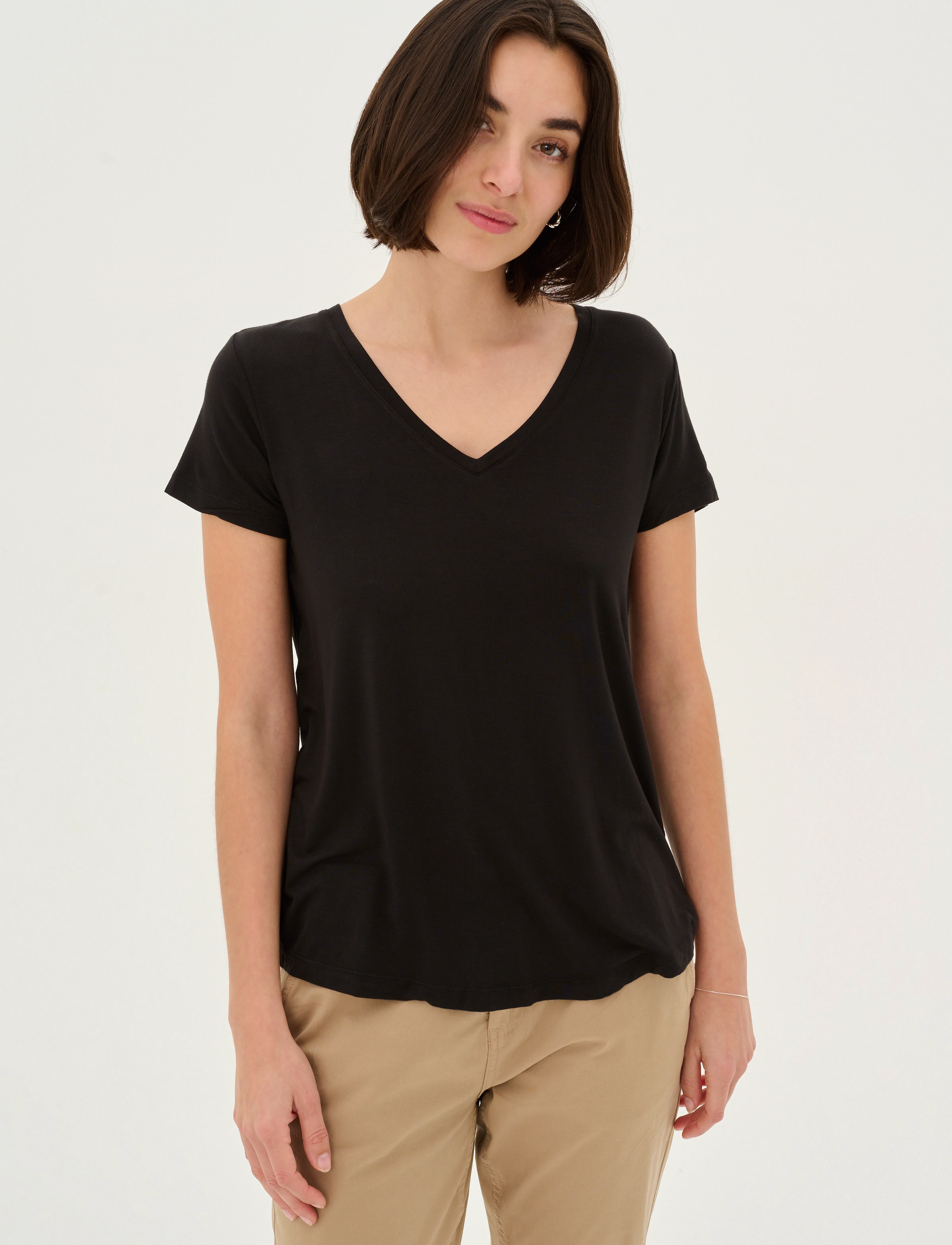 Culture Cupoppy V-Neck T-Shirt, S, Black, T-Shirts & Toppe > Kortærmede, Dame