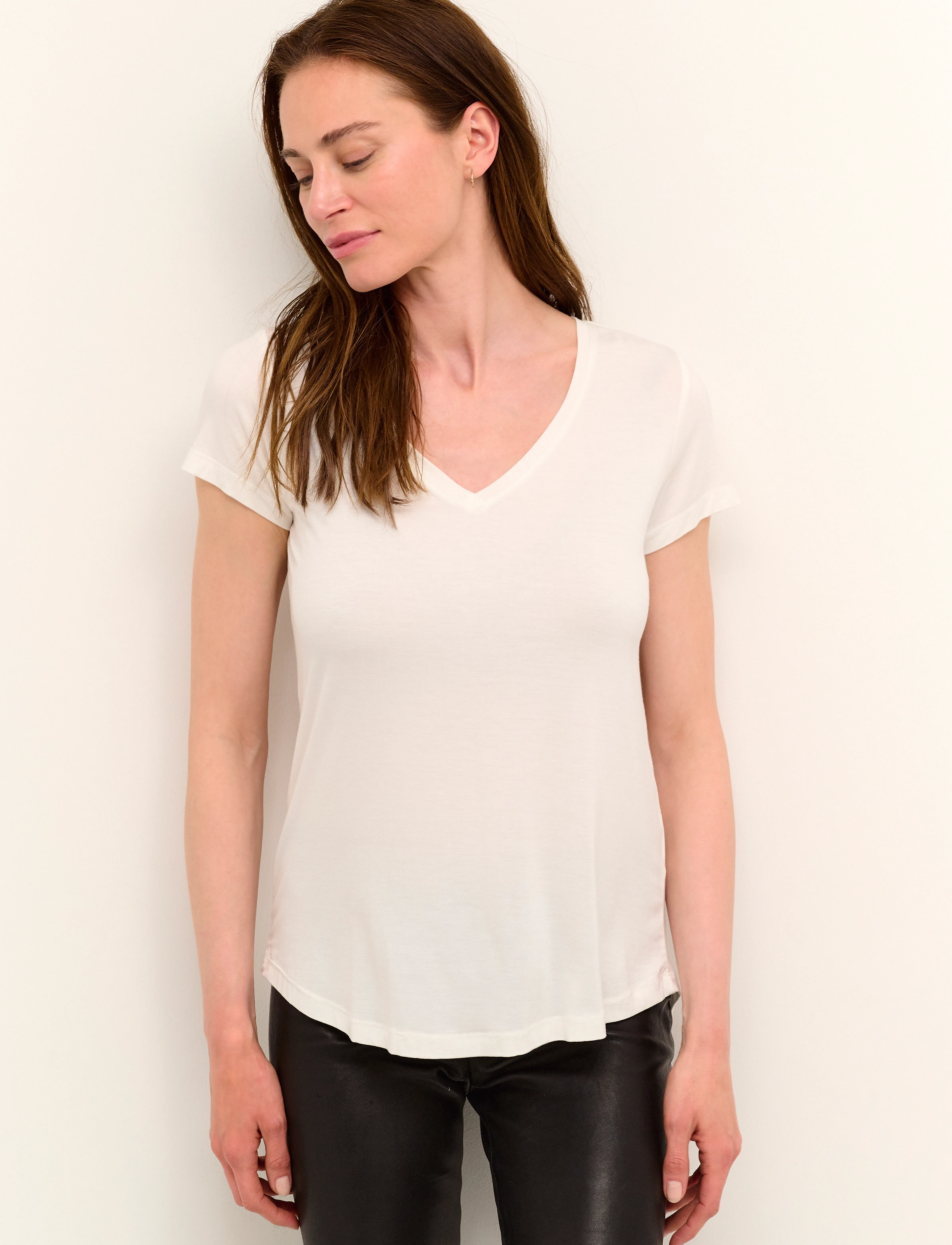 Culture Cupoppy V-Neck T-Shirt, XL, White, T-Shirts & Toppe > Kortærmede, Dame