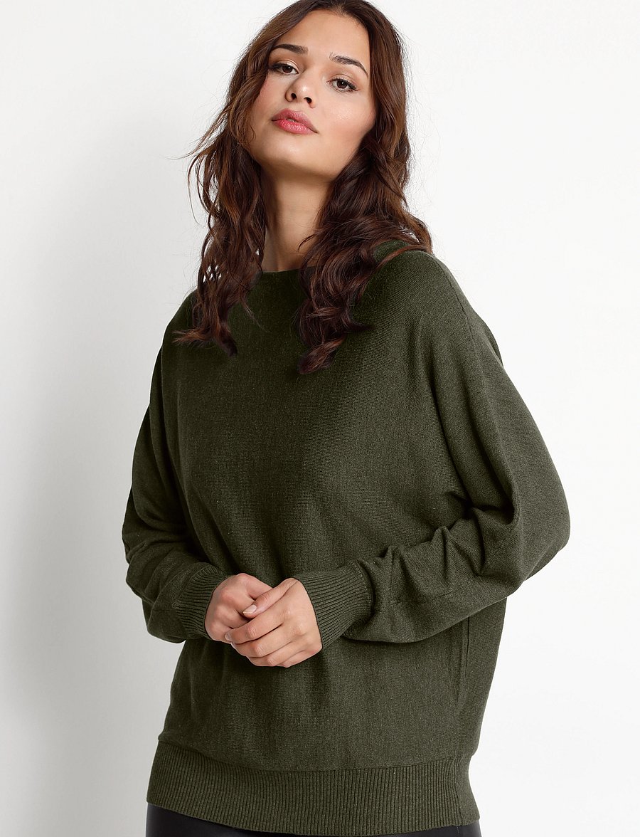 Culture - CUannemarie Batwing Jumper - jumpers - olive night melange - 0