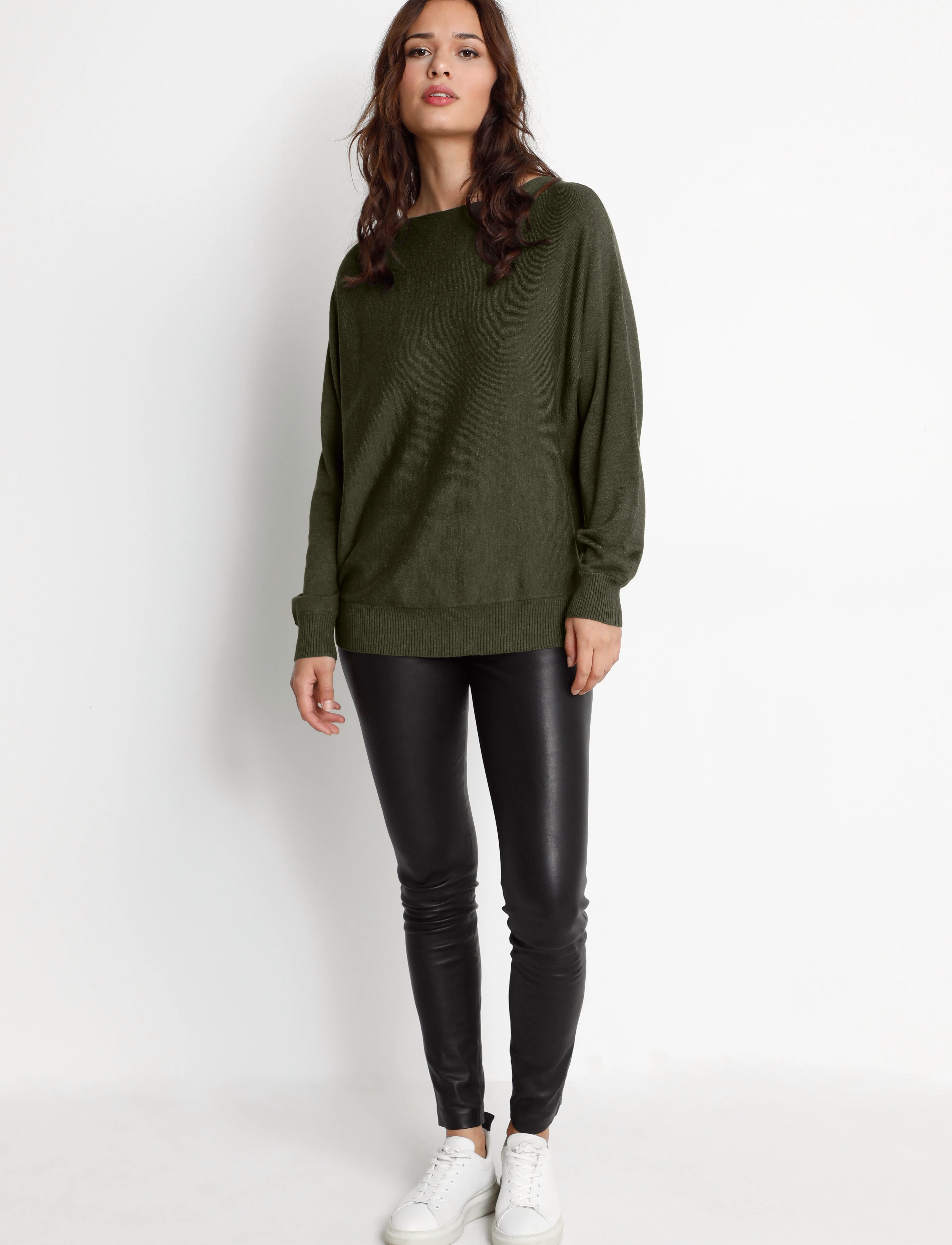 Culture - CUannemarie Batwing Jumper - stickade tröjor - olive night melange - 3