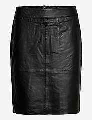 Culture - CUberta Leather Skirt - skjørt i skinn - black - 0