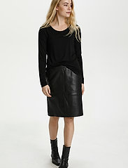 Culture - CUberta Leather Skirt - skjørt i skinn - black - 3