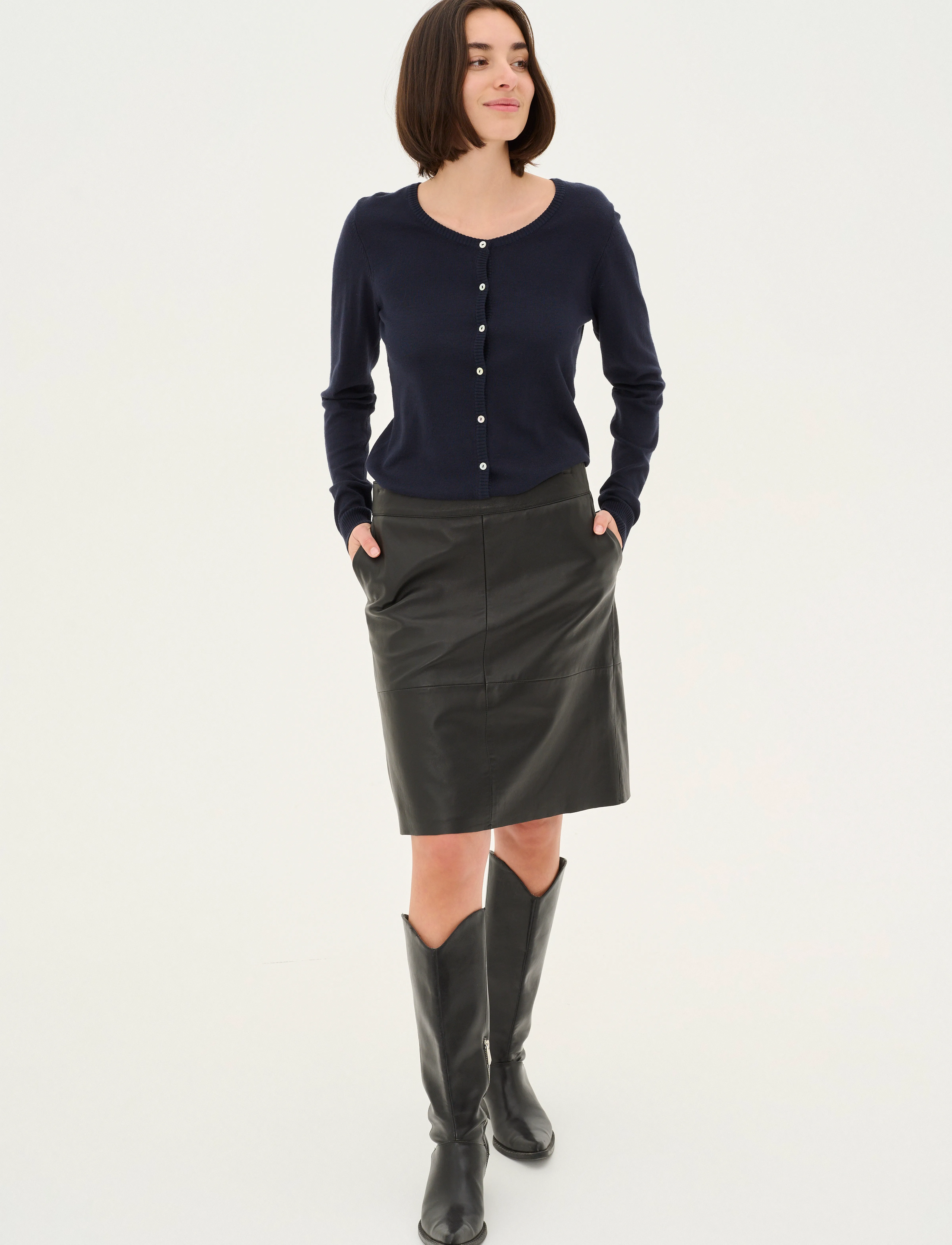 Culture - CUberta Leather Skirt - jupes en cuir - black - 3