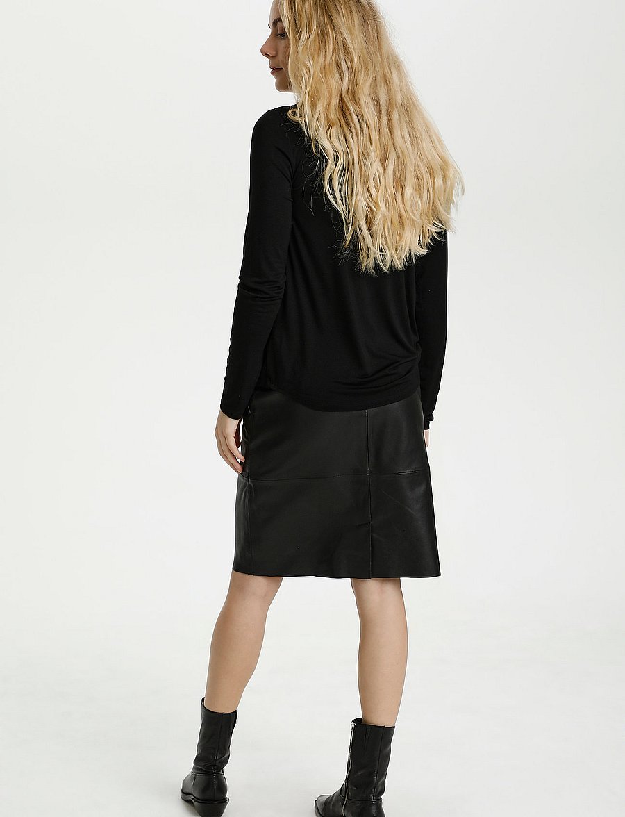 Culture - CUberta Leather Skirt - jupes en cuir - black - 4