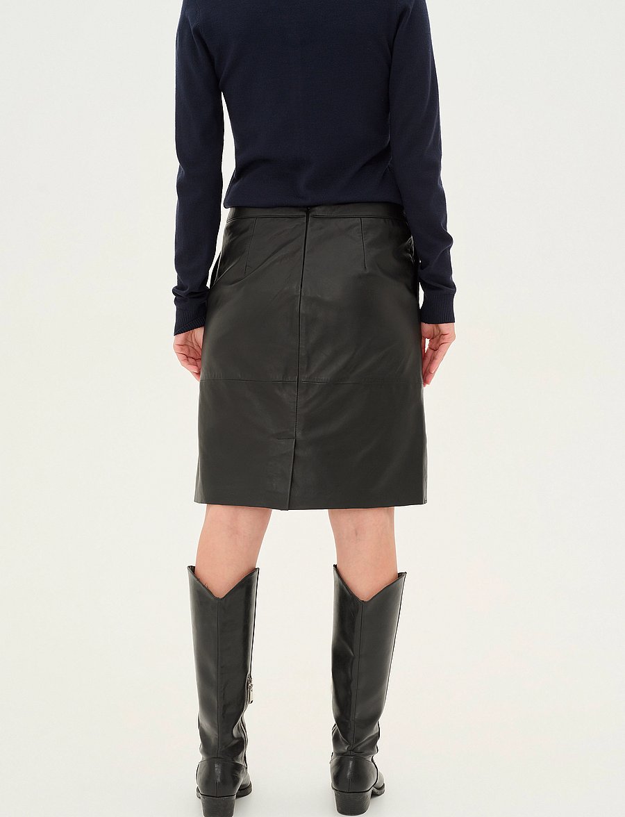 Culture - CUberta Leather Skirt - jupes en cuir - black - 5