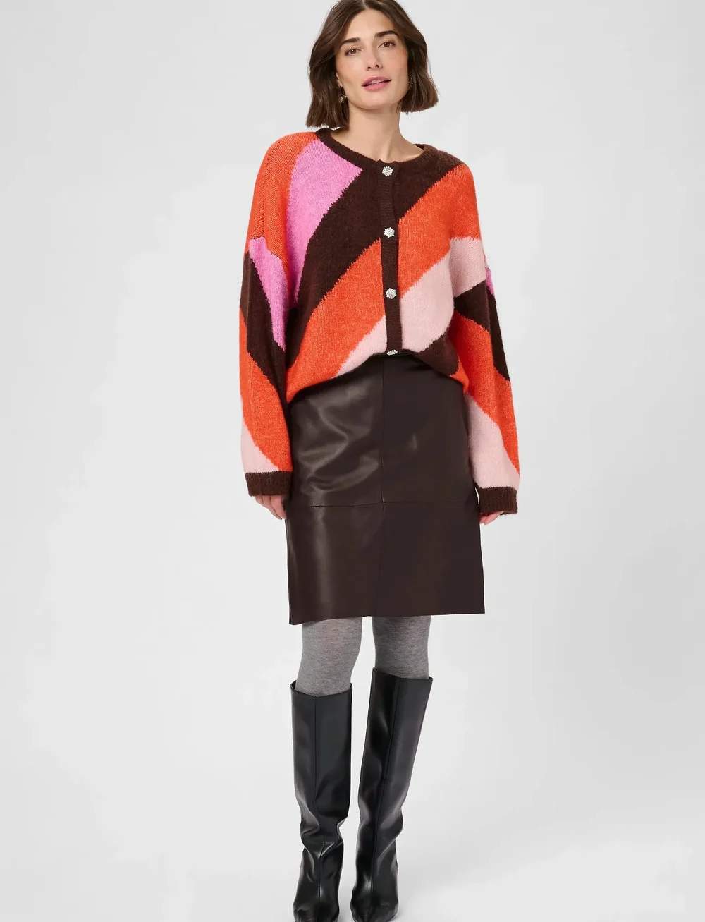 Culture - CUberta Leather Skirt - leather skirts - coffee bean - 3