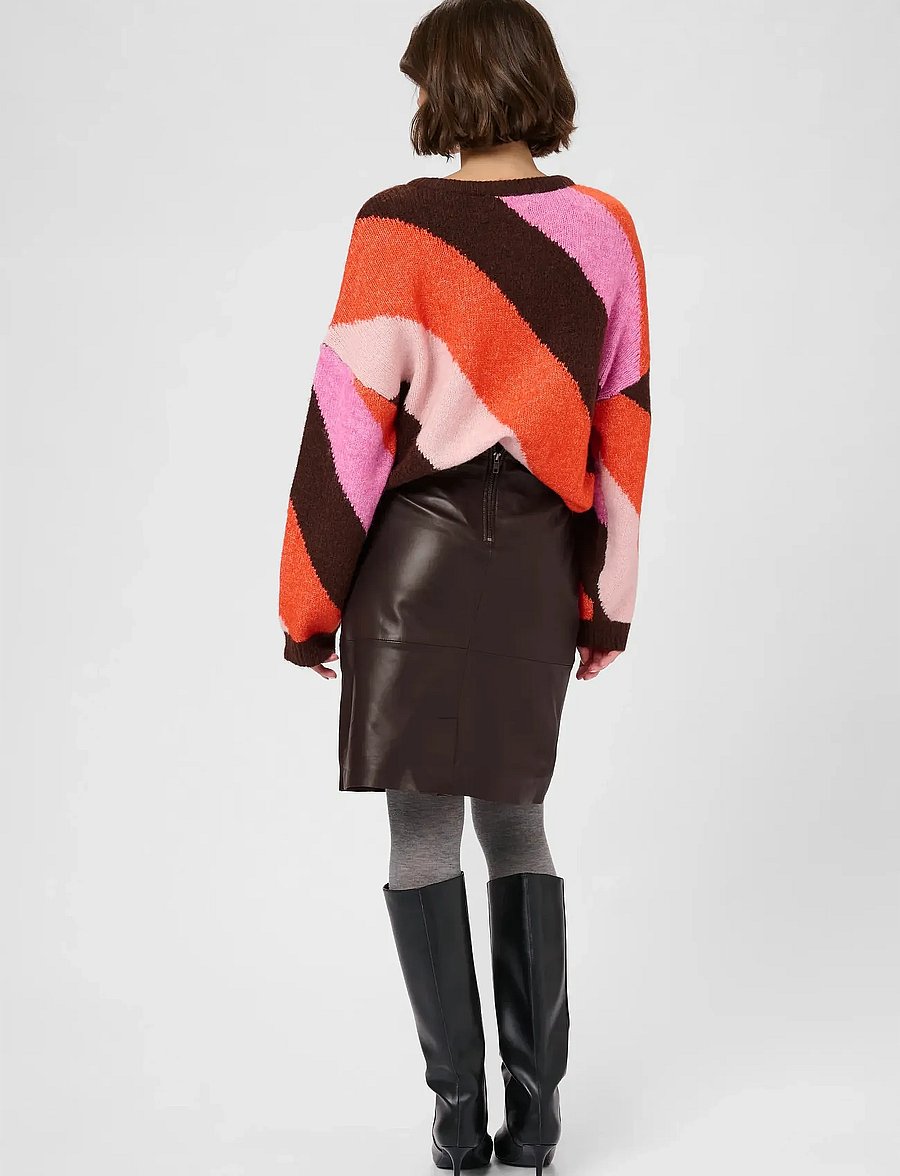 Culture - CUberta Leather Skirt - nahkseelikud - coffee bean - 4