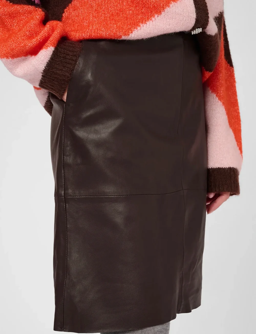 Culture - CUberta Leather Skirt - leather skirts - coffee bean - 5