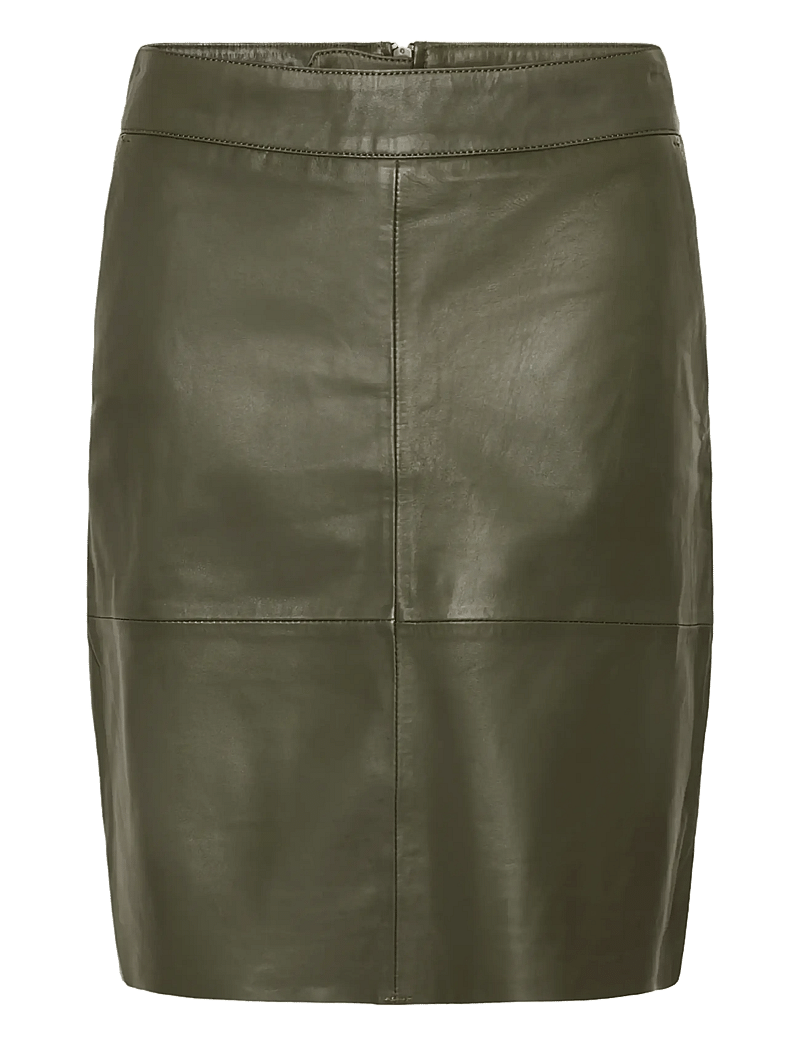 Culture - CUberta Leather Skirt - lederröcke - olive night - 0