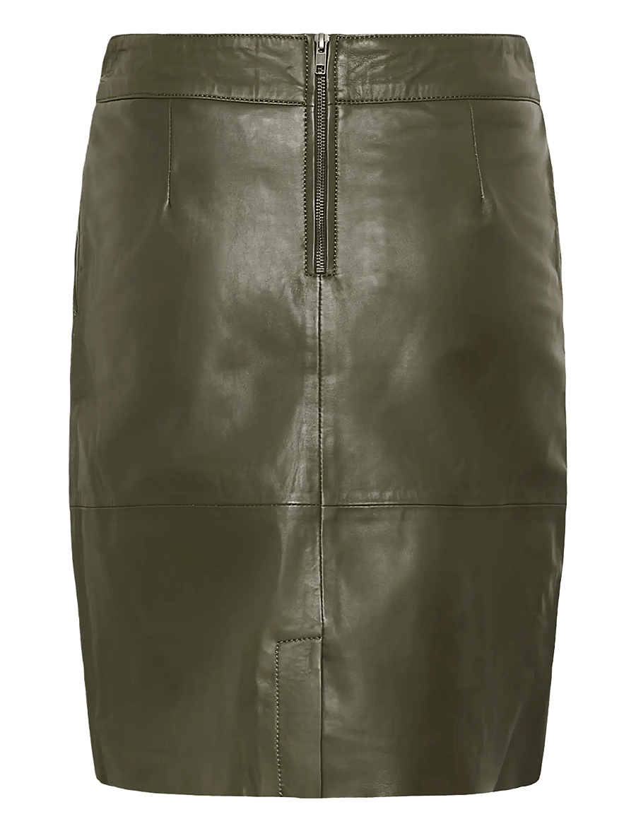 Culture - CUberta Leather Skirt - lederröcke - olive night - 1