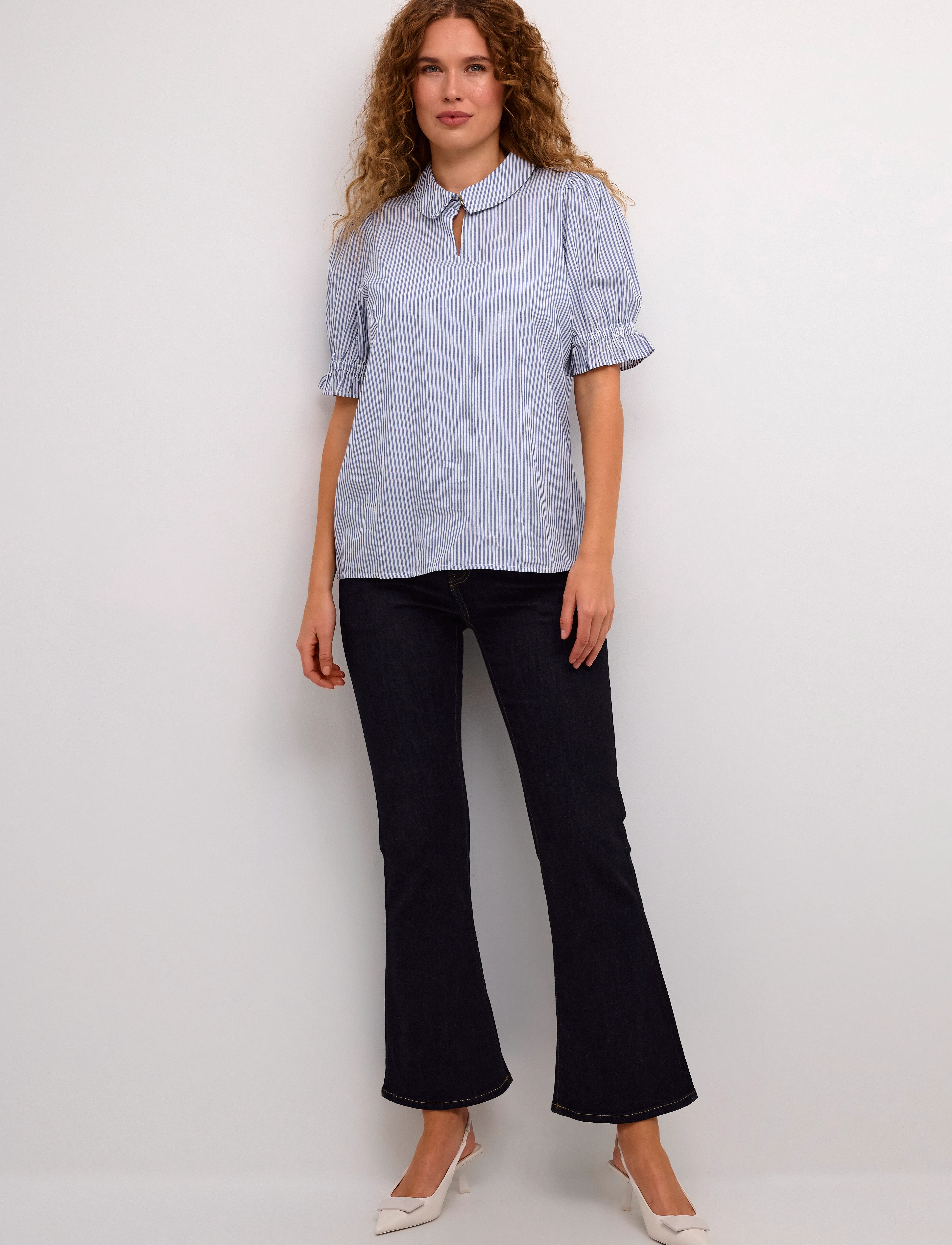 Culture - CUolena Blouse - kurzämlige blusen - blue stripe - 3