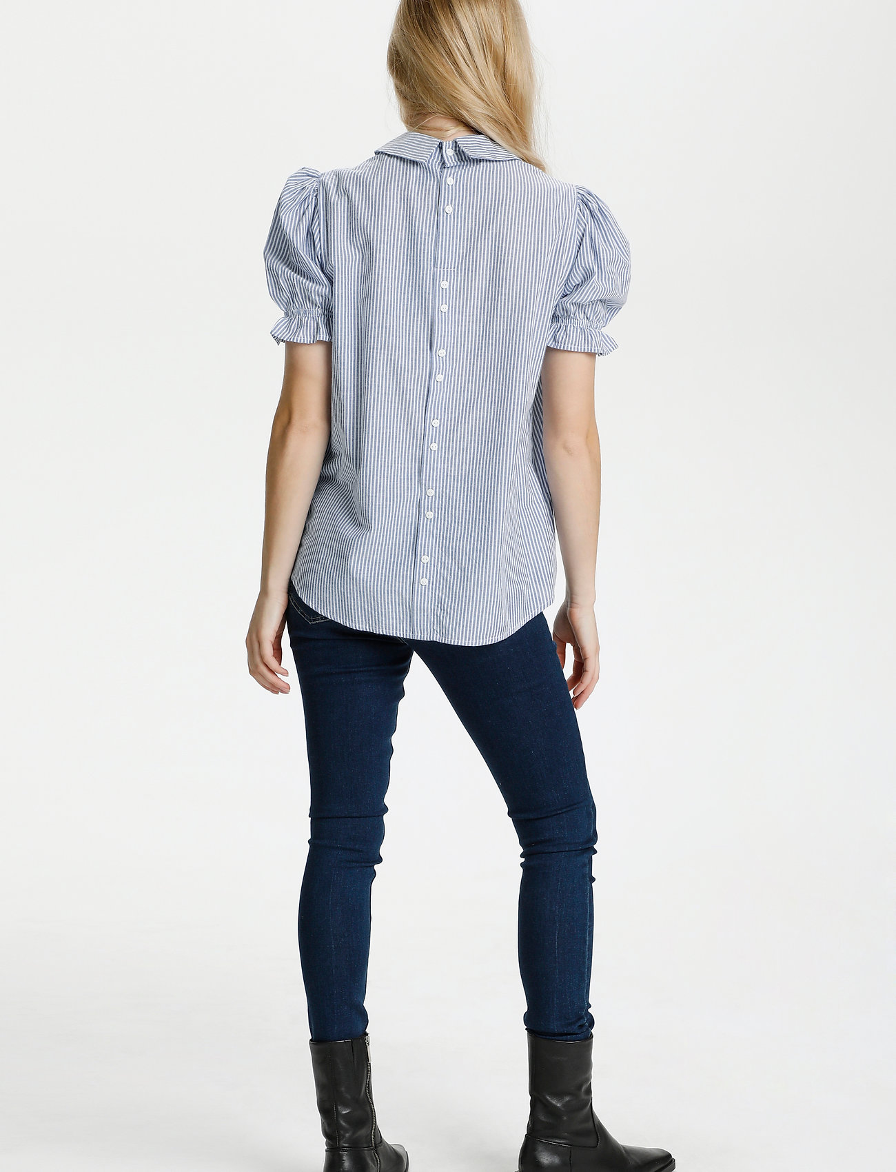 Culture - CUolena Blouse - kurzämlige blusen - blue stripe - 4
