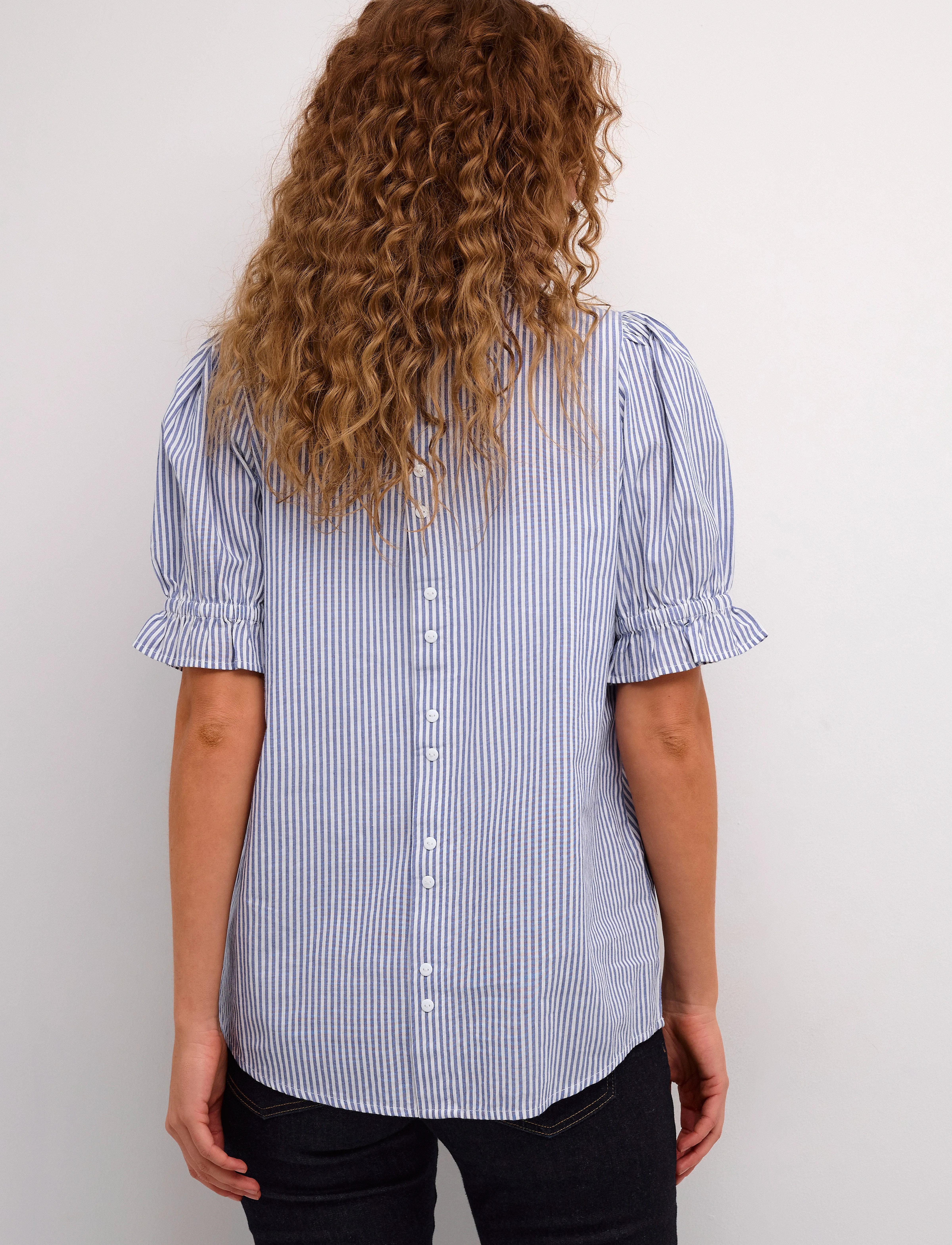 Culture - CUolena Blouse - kurzämlige blusen - blue stripe - 5