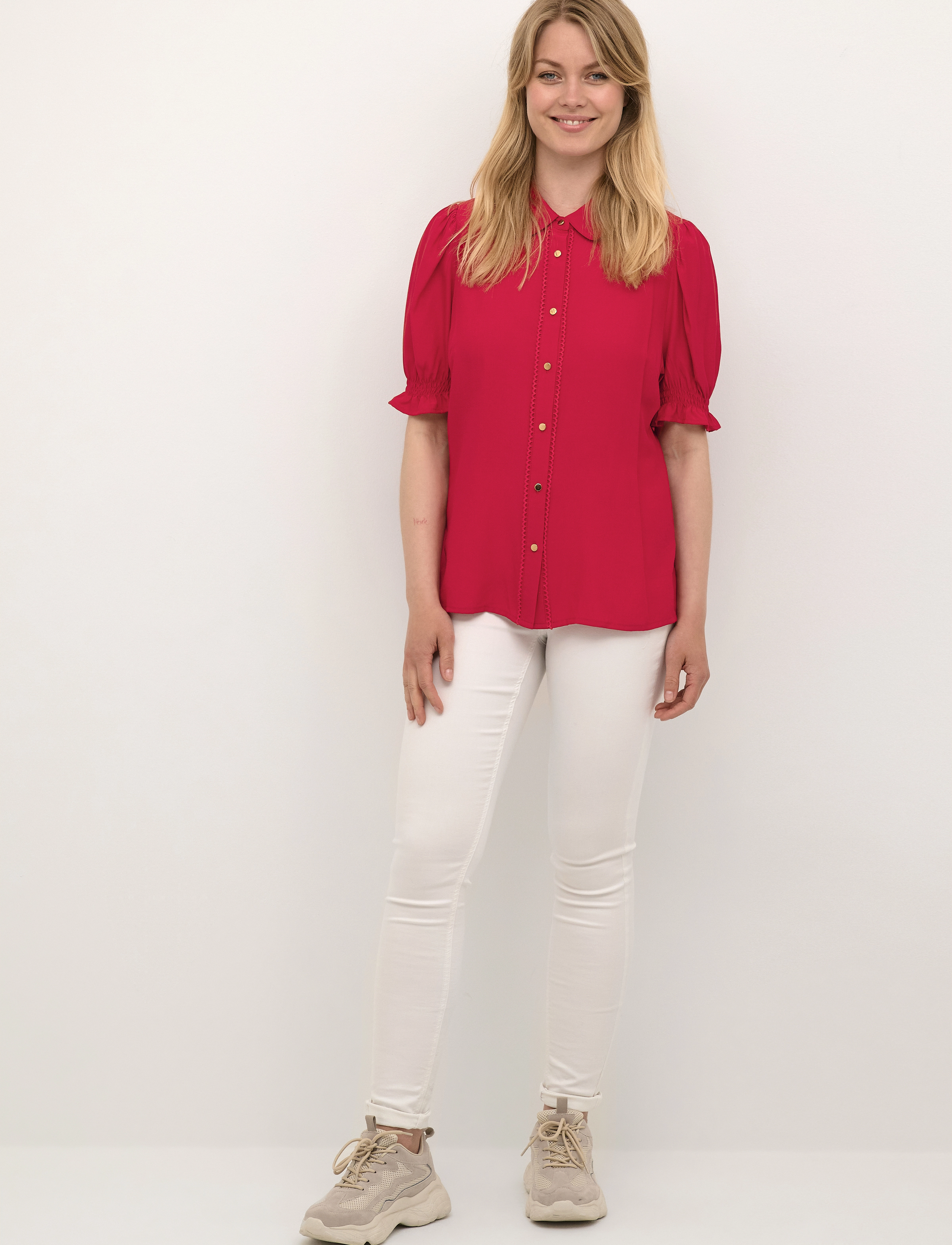 Culture - CUasmine SS Shirt - short-sleeved blouses - fiery red - 3