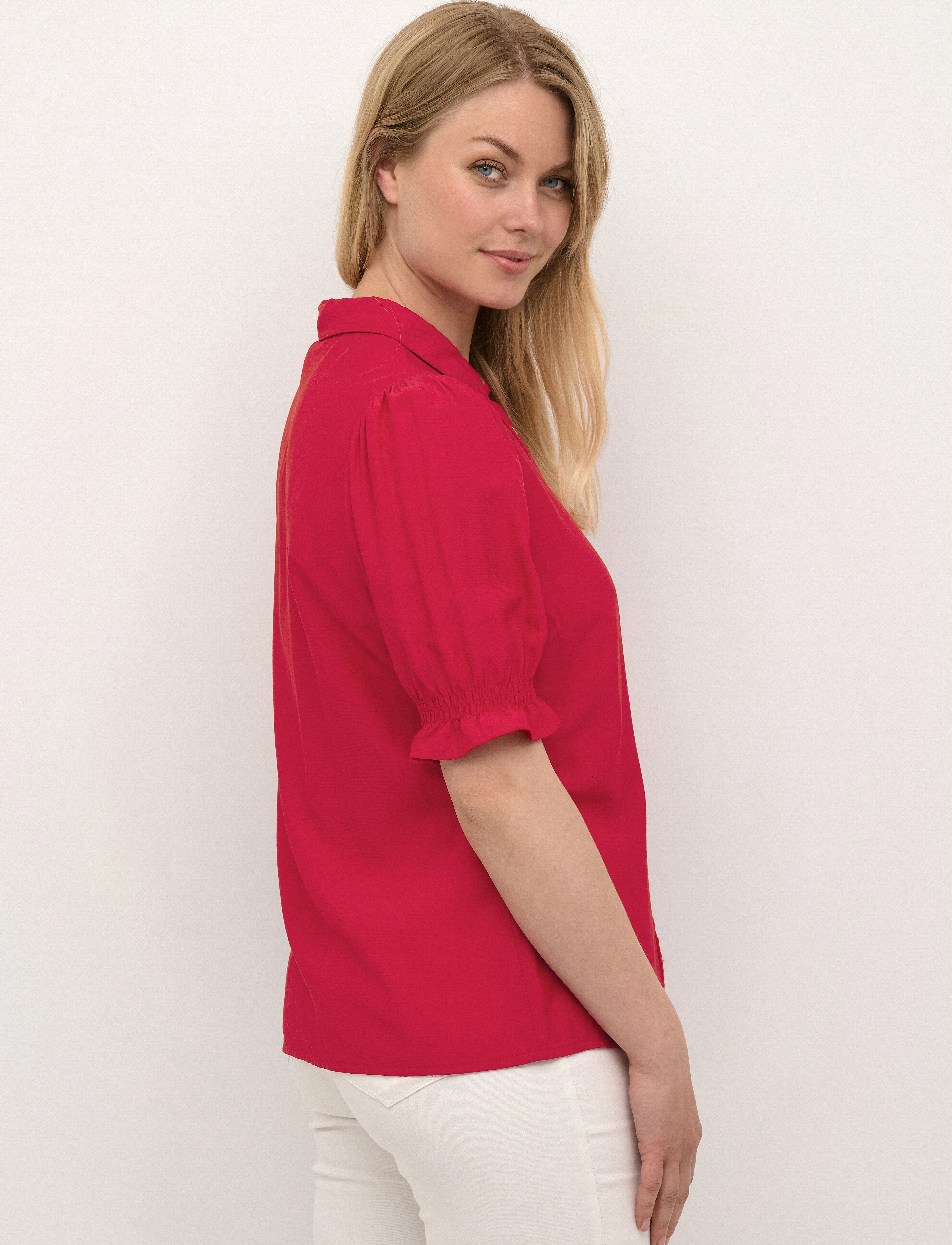 Culture - CUasmine SS Shirt - short-sleeved blouses - fiery red - 4