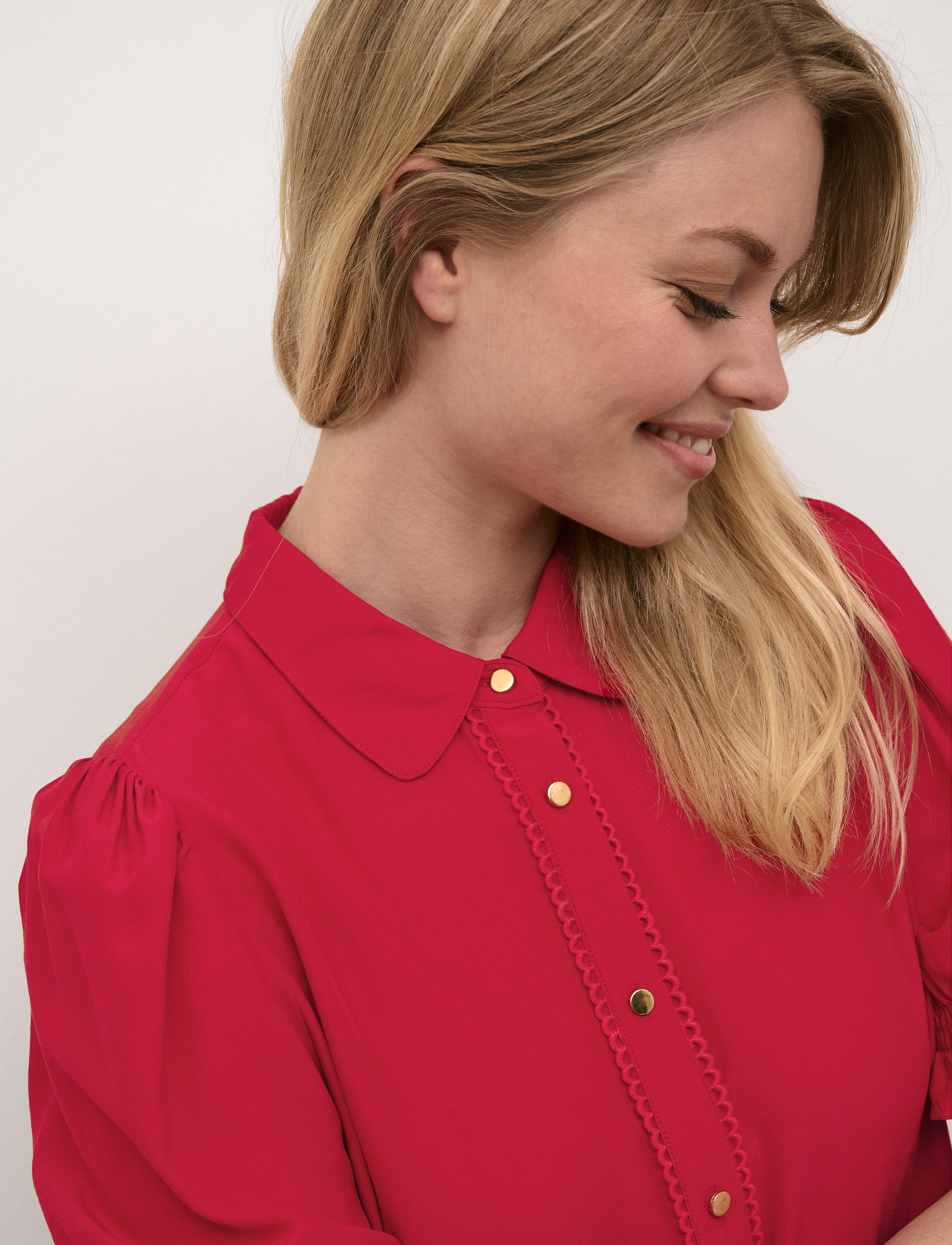 Culture - CUasmine SS Shirt - short-sleeved blouses - fiery red - 5