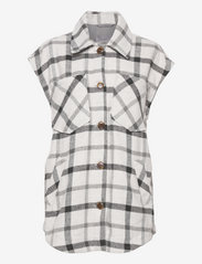 Culture - CUmiko Waistcoat - short-sleeved shirts - light grey check - 0