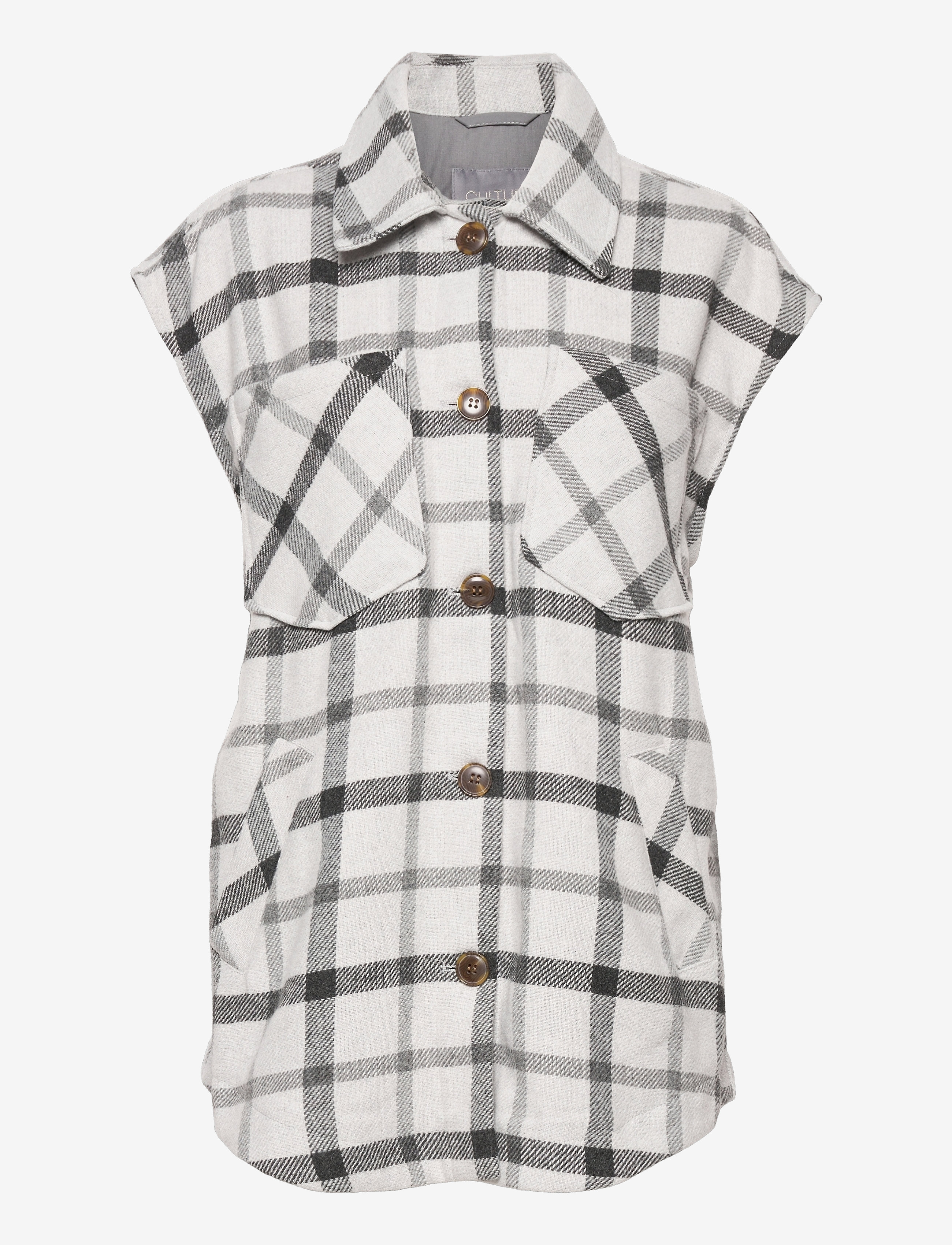 Culture CUmiko Waistcoat - Särgid - LIGHT GREY CHECK / grey