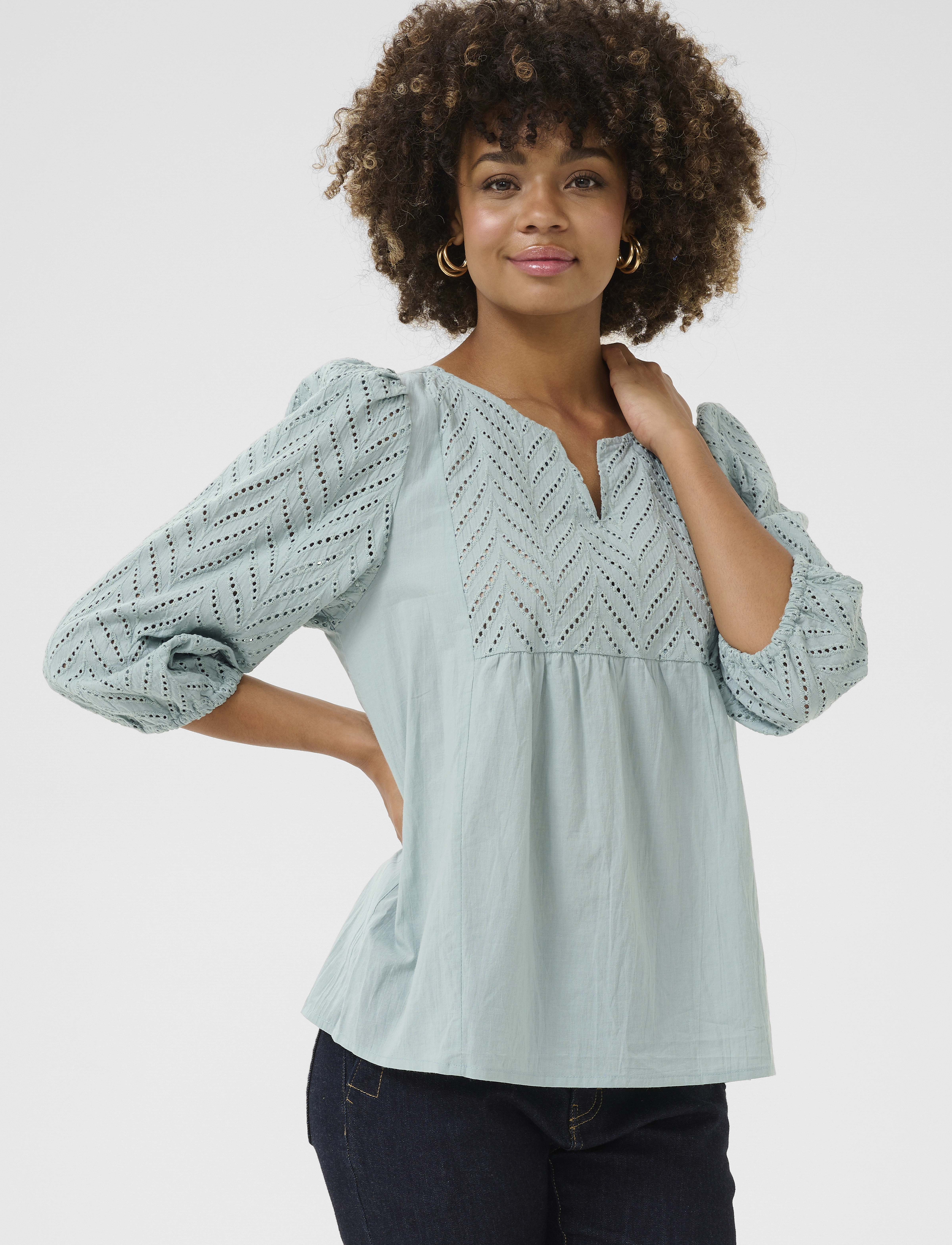 Culture Cutoril Blouse, XXL, Blouses, Grün - Short-sleeved, Frauen