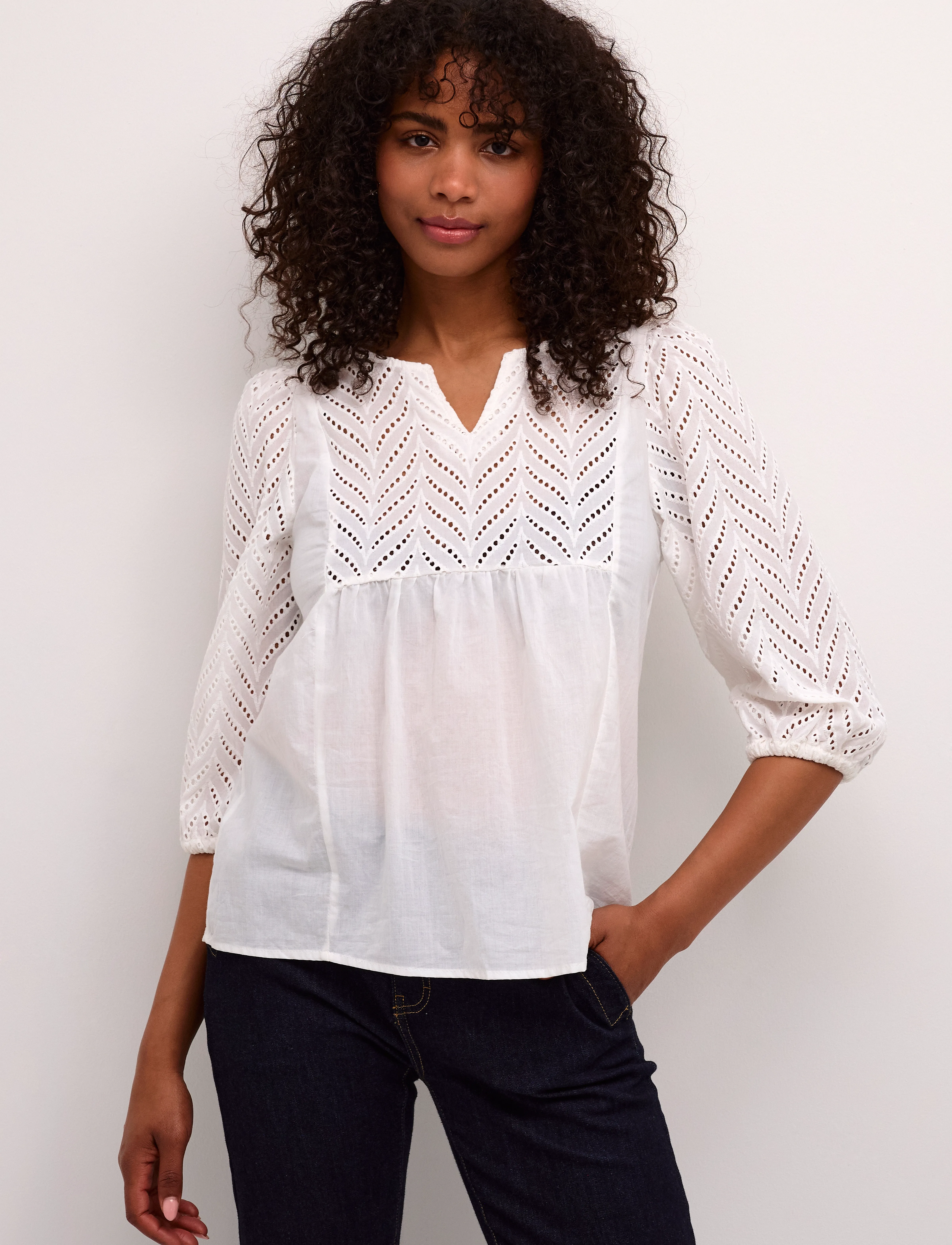 Culture Cutoril Blouse, XS, Cream, Bluser > Kortærmede, Dame