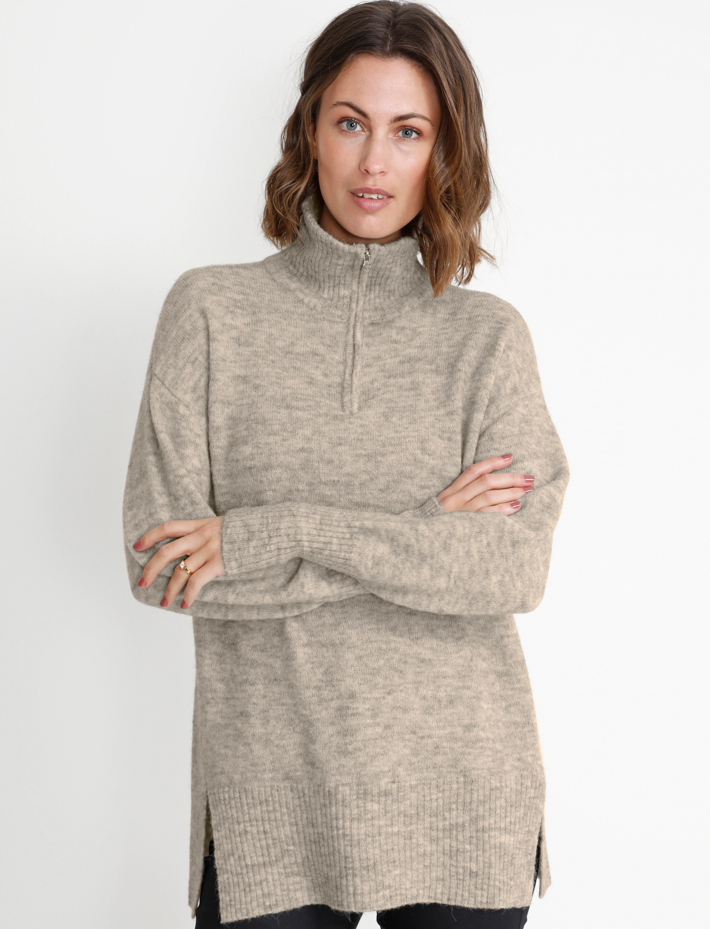 Culture - CUzidsel Zipper Pullover - grey melange - 2