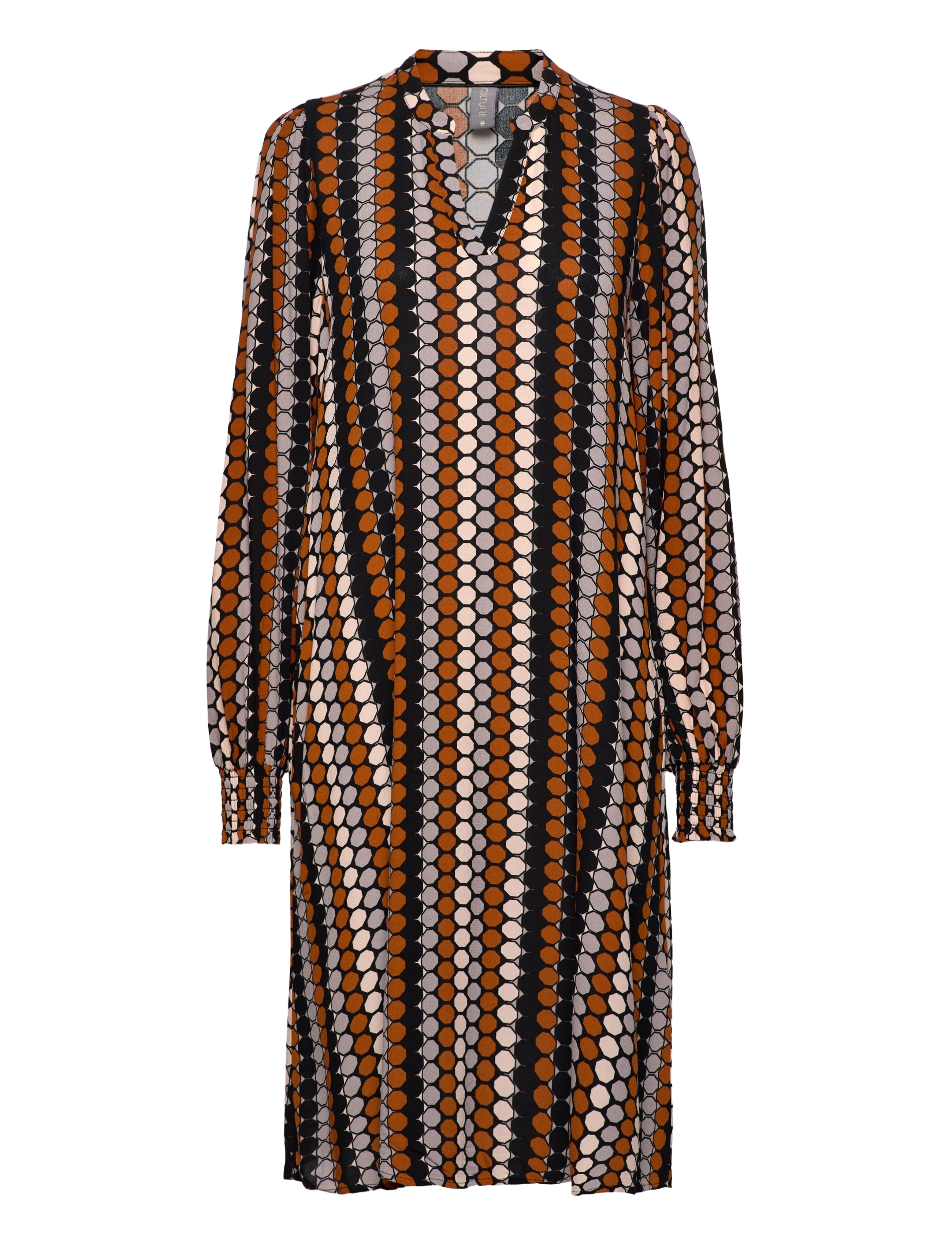 Culture CUsuzy Giselle LS Dress - Kleidid - CARAMEL CAFé / multi