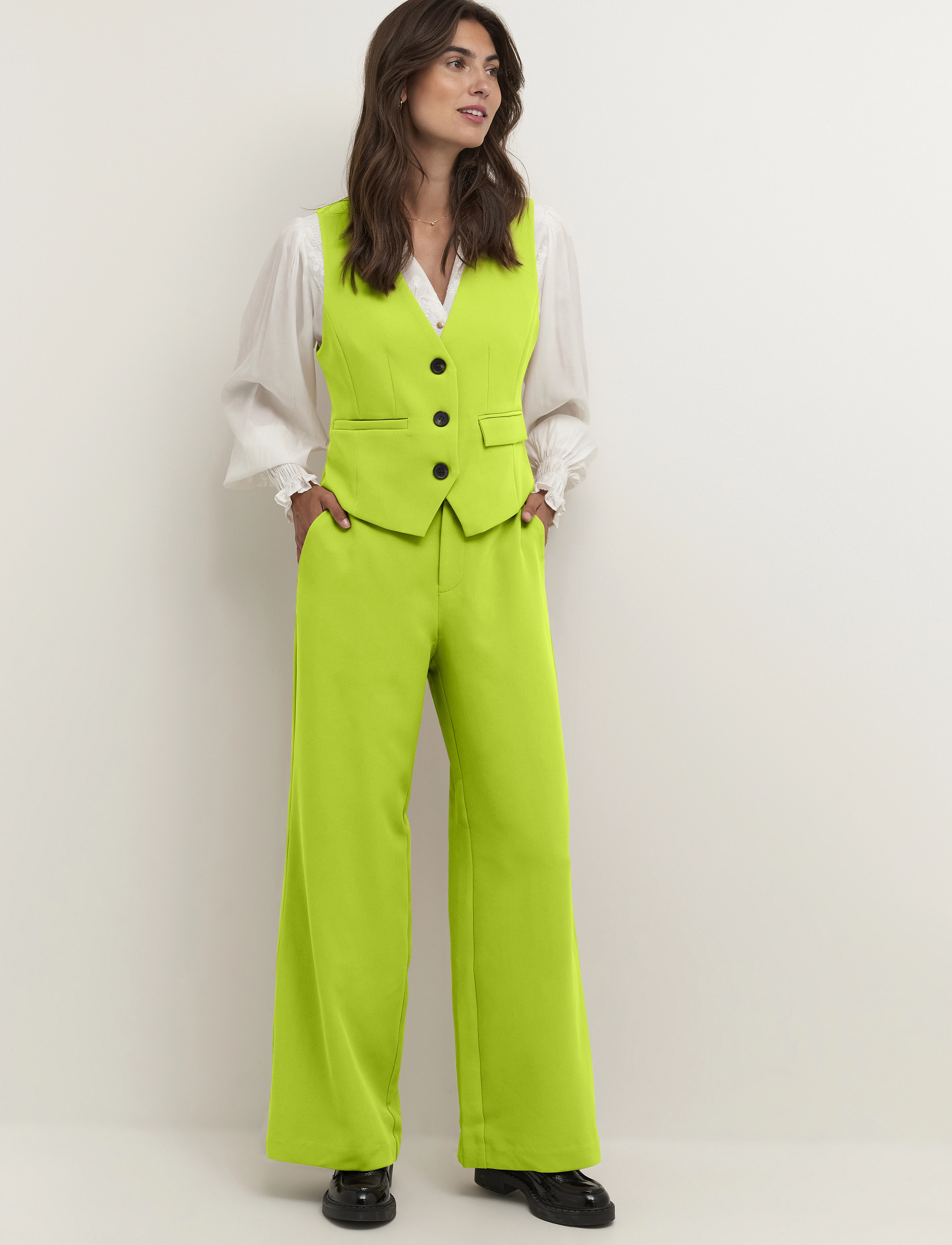 Culture - Cucenette Wide Pants - habitbukser - tender shoots - 3