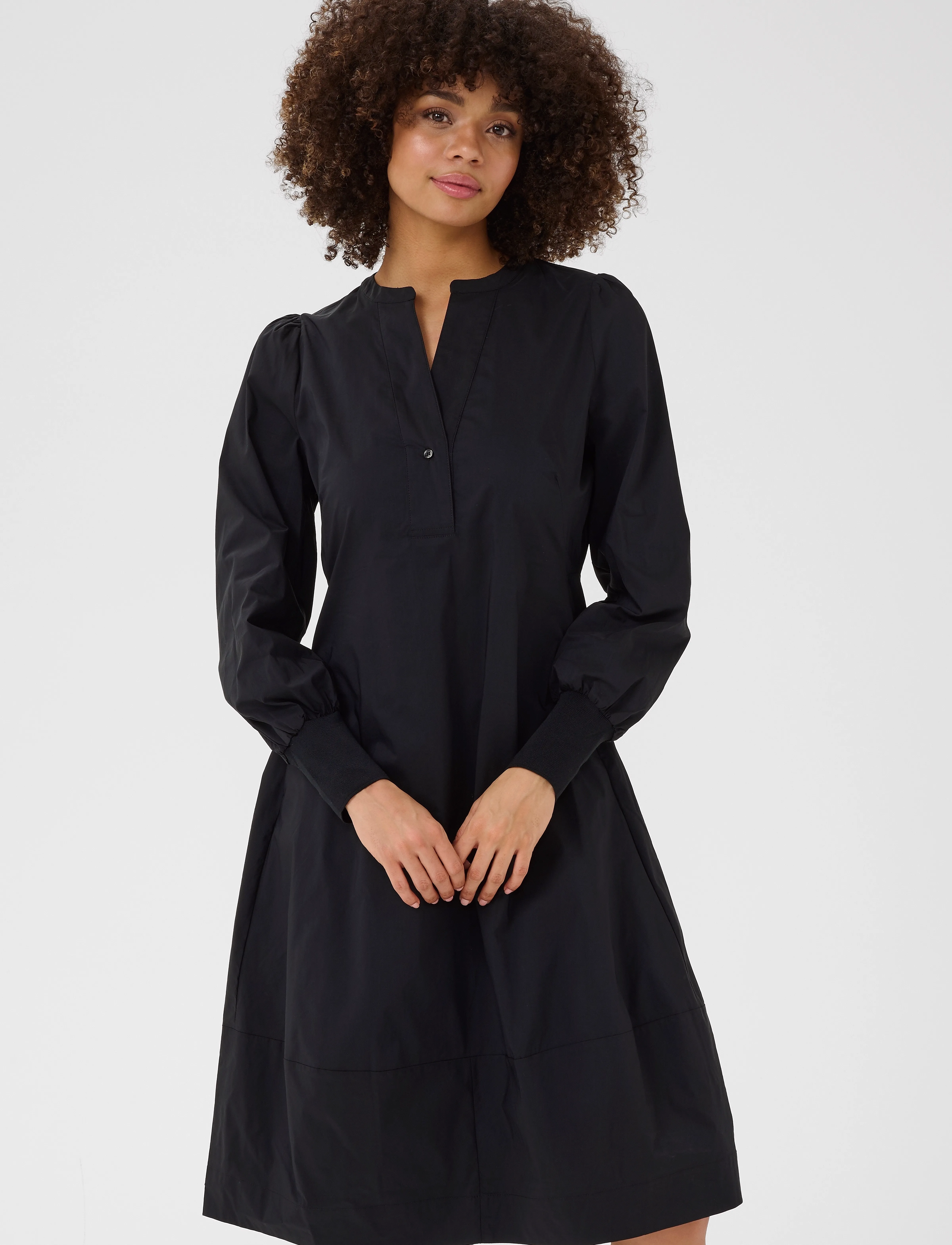 Culture Cuantoinett Rib Dress, Kvinder, Skjortekjole, Sort, Str: M