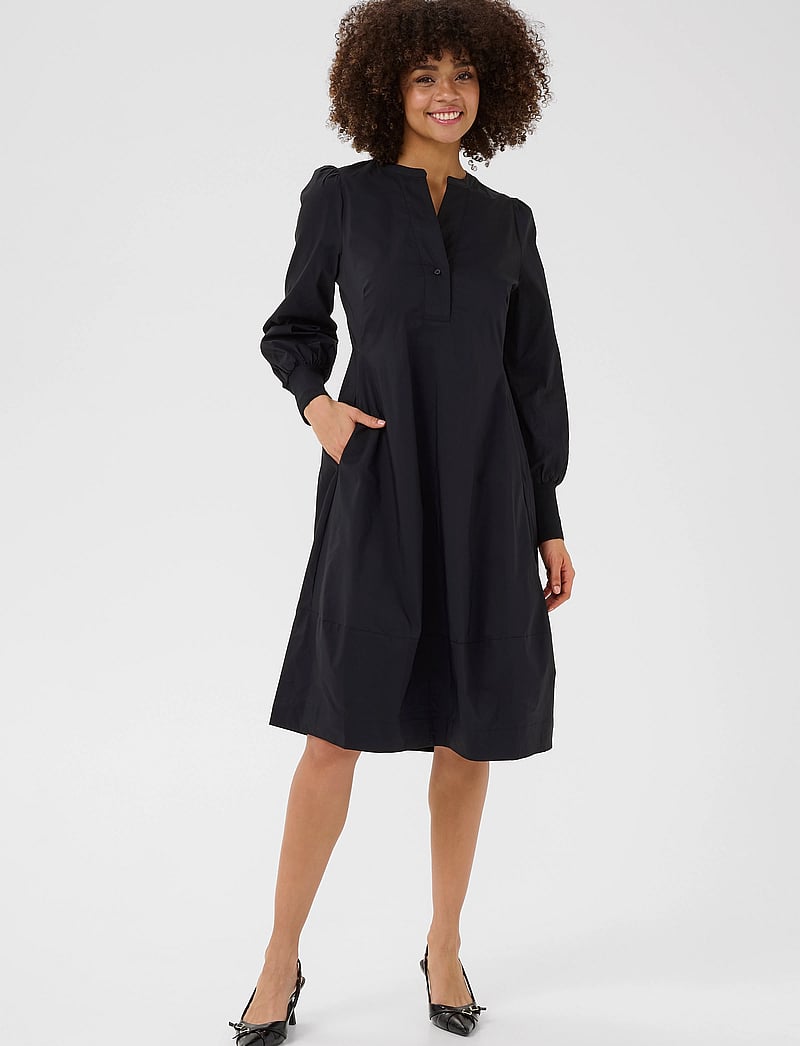 Culture - CUantoinett Rib Dress - midimekot - black - 3