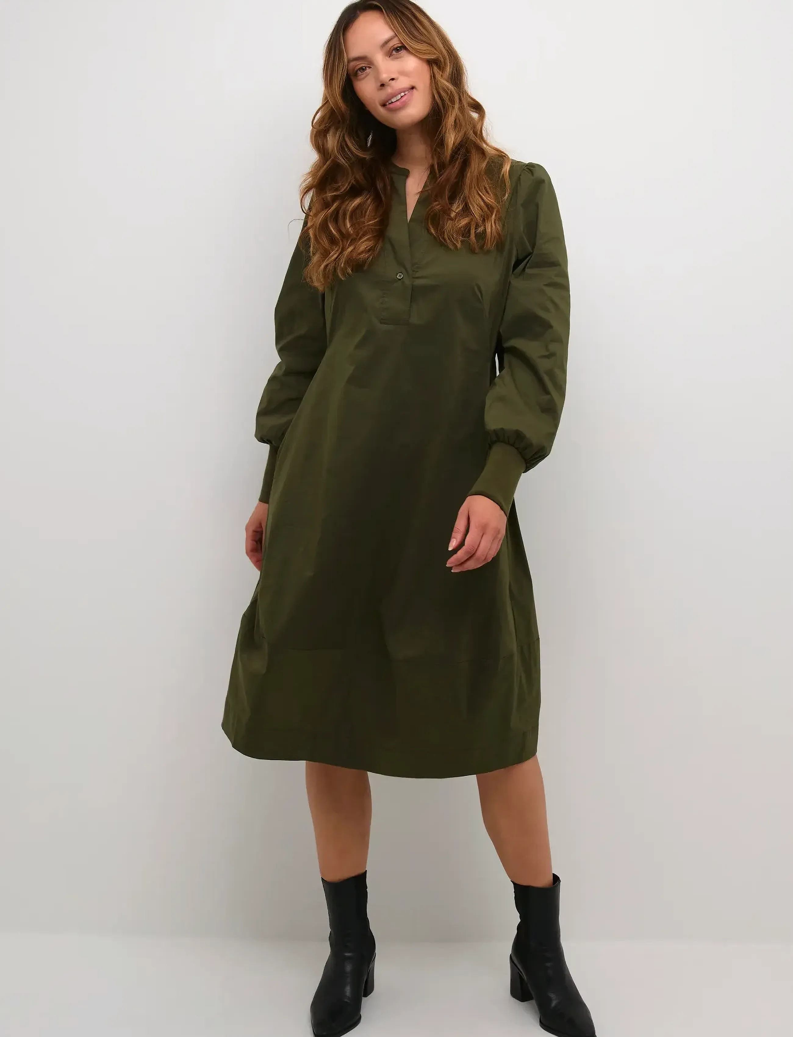 Culture - CUantoinett Rib Dress - midiklänningar - burnt olive - 3