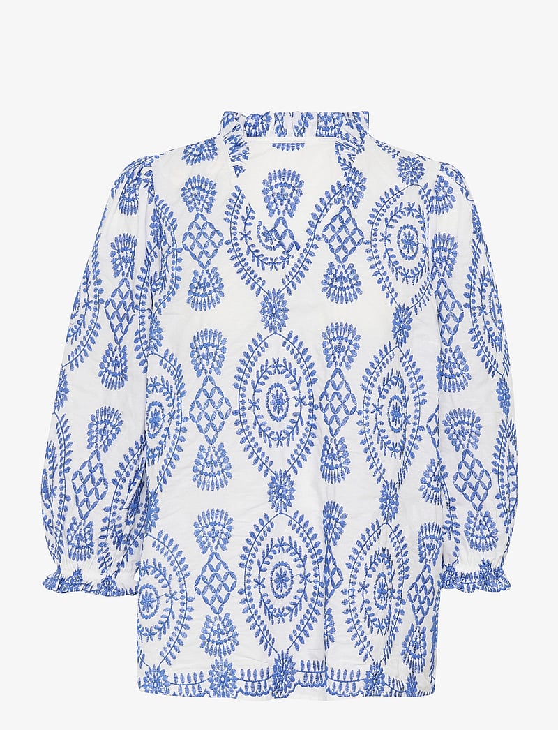 Culture - CUtia Blouse - kurzämlige blusen - blue/white - 1