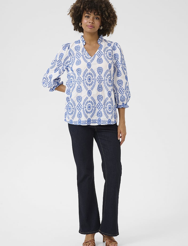 Culture - CUtia Blouse - kurzämlige blusen - blue/white - 3