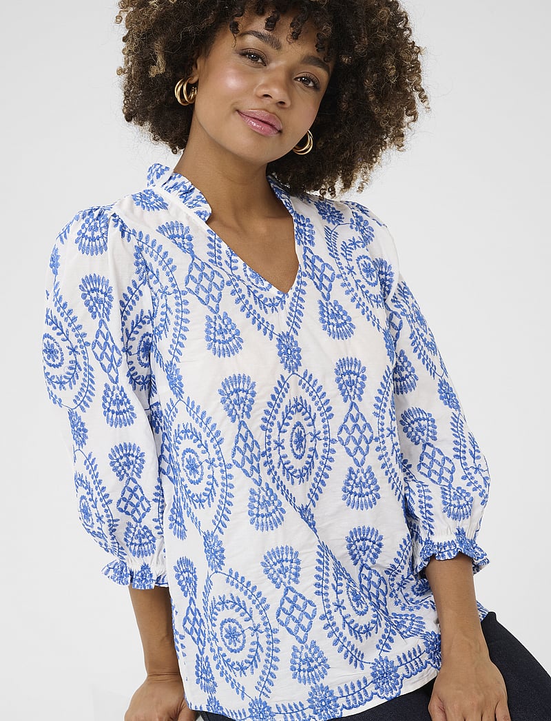 Culture - CUtia Blouse - kurzämlige blusen - blue/white - 5