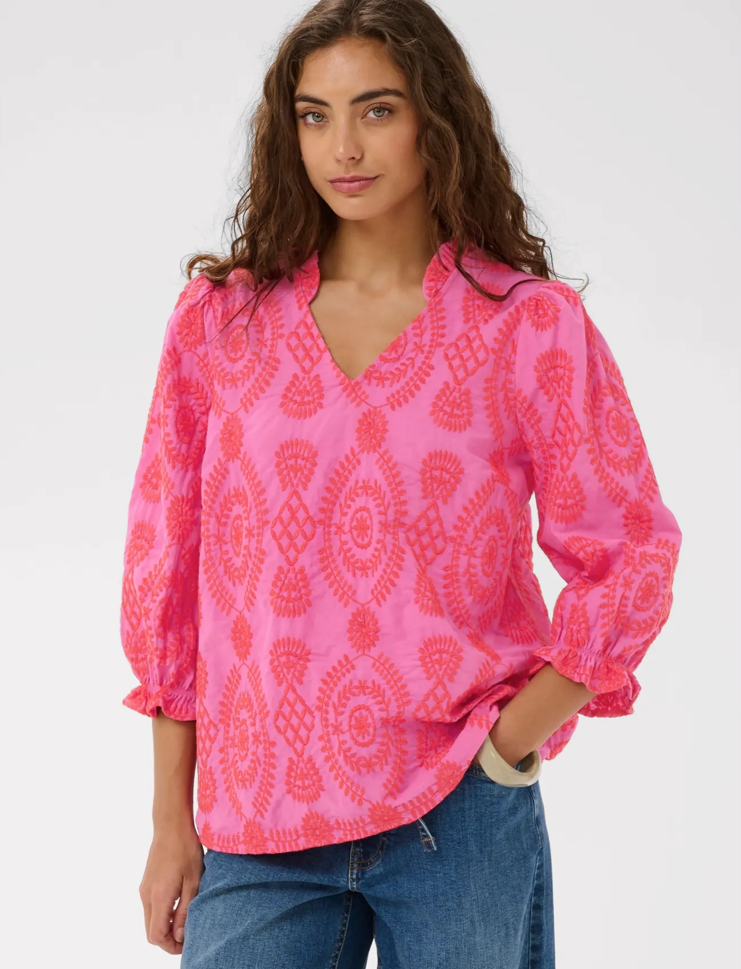 Culture Cutia Blouse, M, Blouses, Rosa - Short-sleeved, Frauen