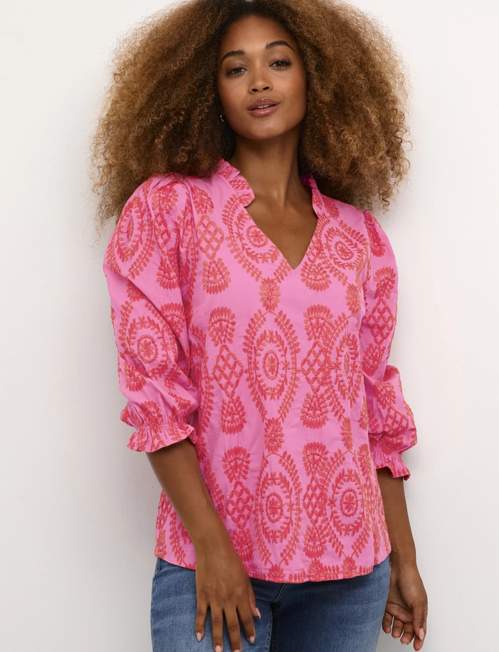 Culture - CUtia Blouse - kortärmade blusar - fuchsia pink - 0