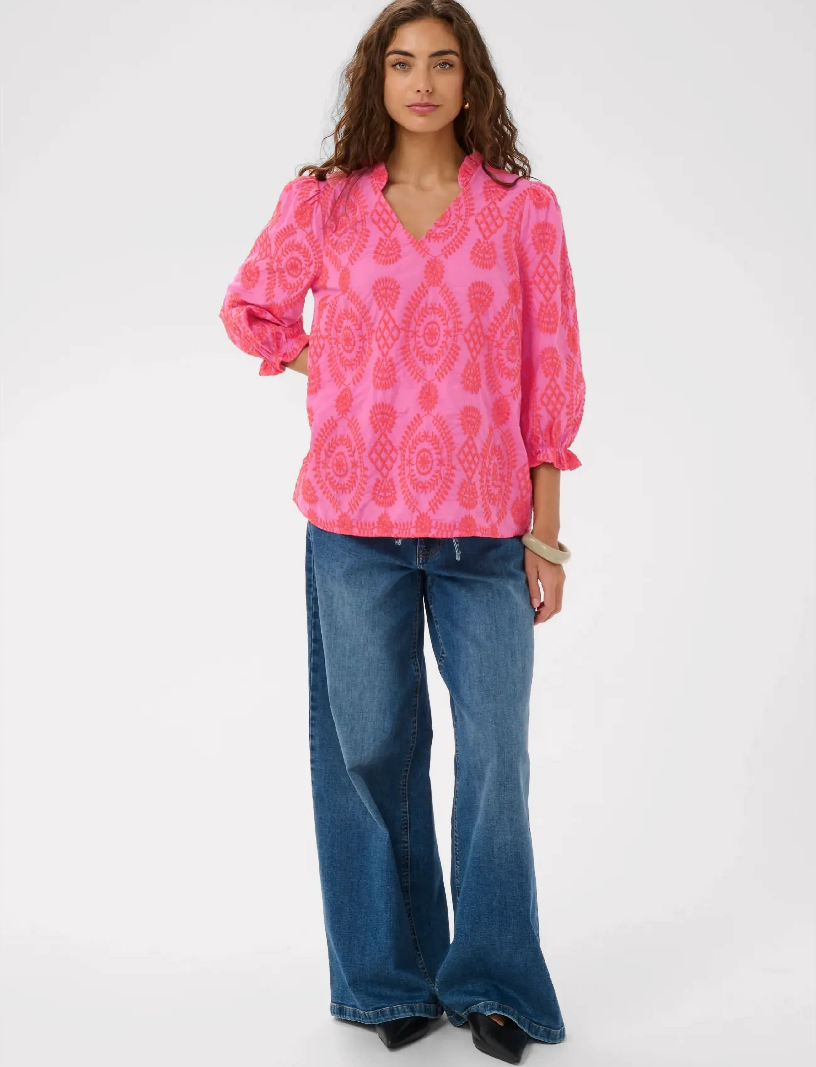 Culture - CUtia Blouse - kurzämlige blusen - fuchsia pink - 3
