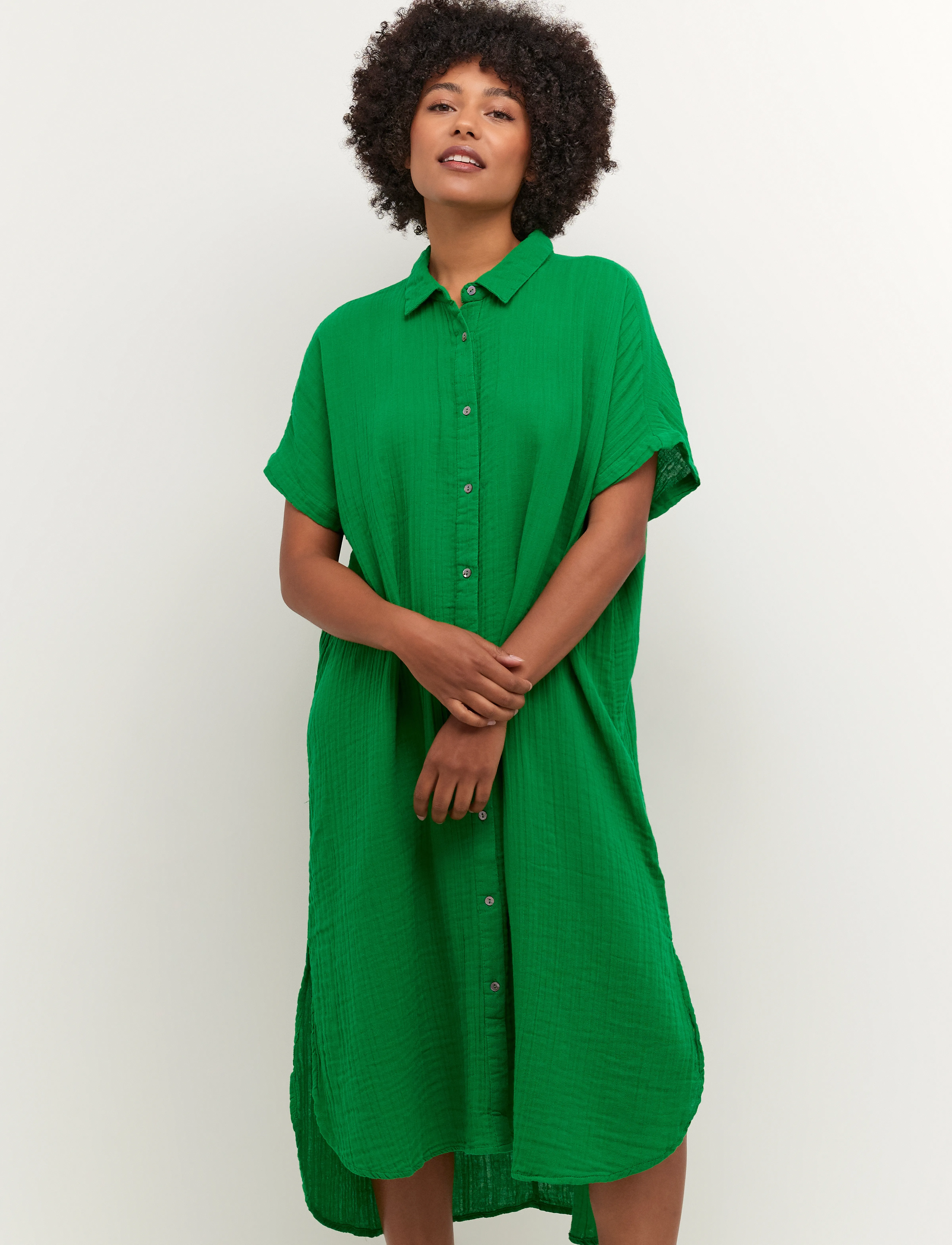 Culture CUelina Kaftan Dress - Overhemdjurken - JOLLY GREEN / green