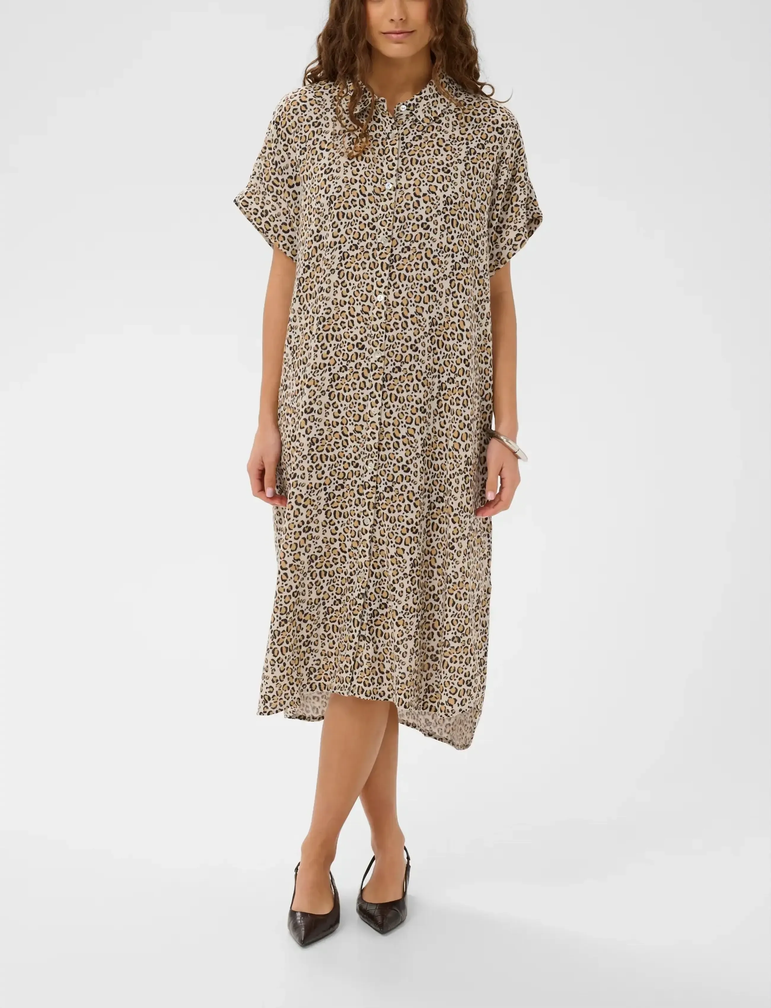 Culture Cuelina Kaftan Dress, Kvinder, Kortærmet Knaplukning Kaftan Kjole, Multi/mønstret, Str: S