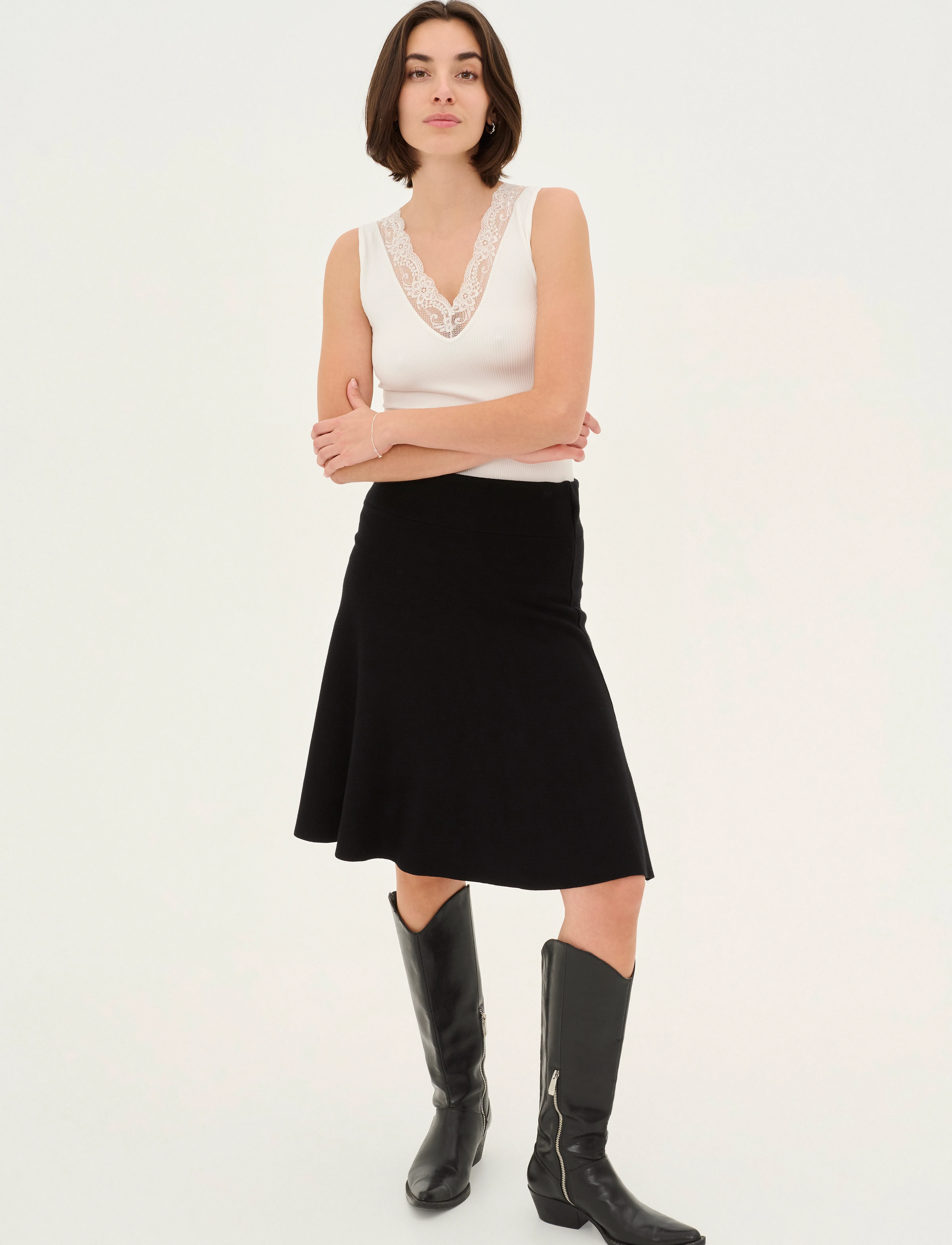 Culture - CUANNEMARIE SKIRT - strikkede nederdele - black - 3
