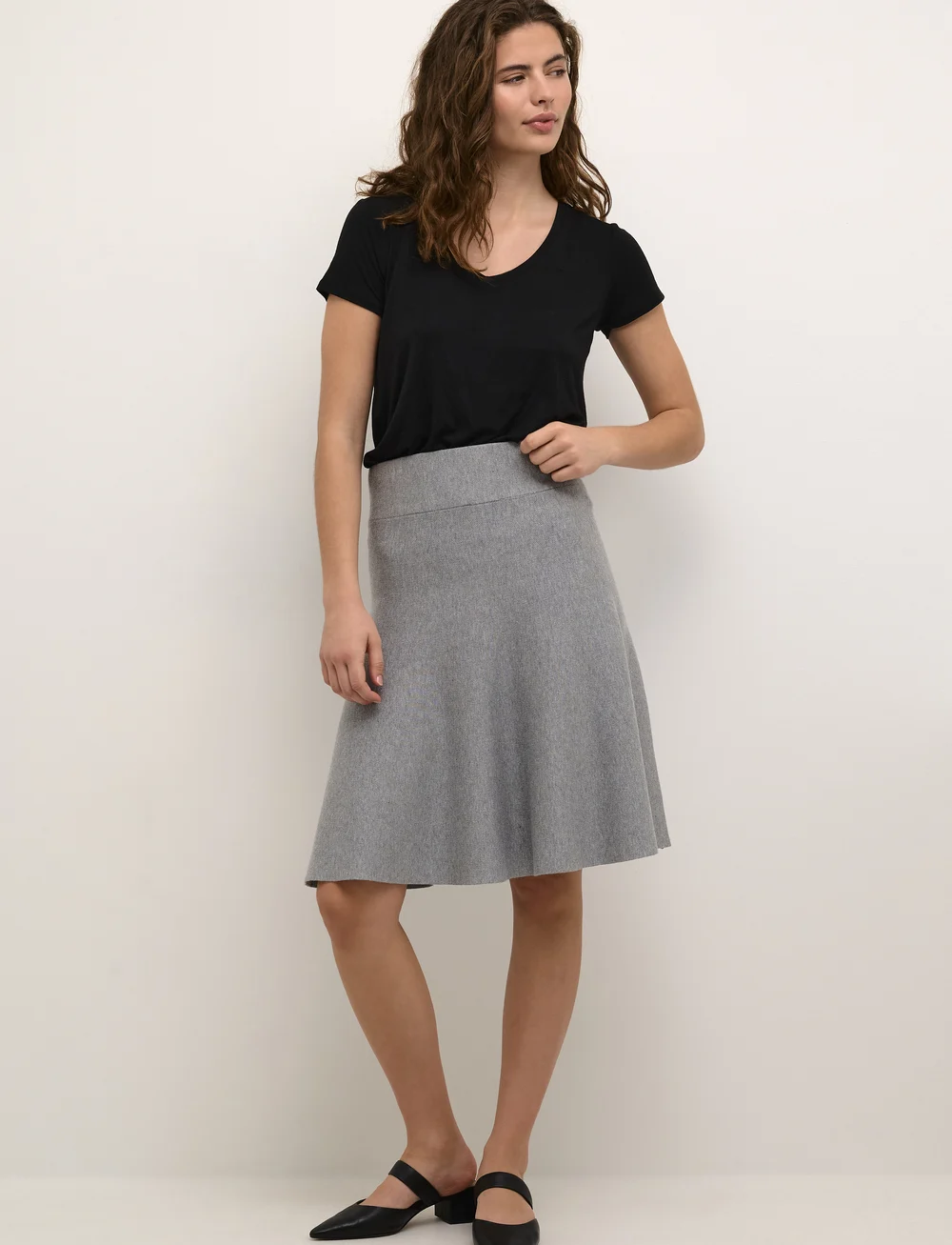 Culture - CUannemarie Skirt - stickade kjolar - light grey melange - 3